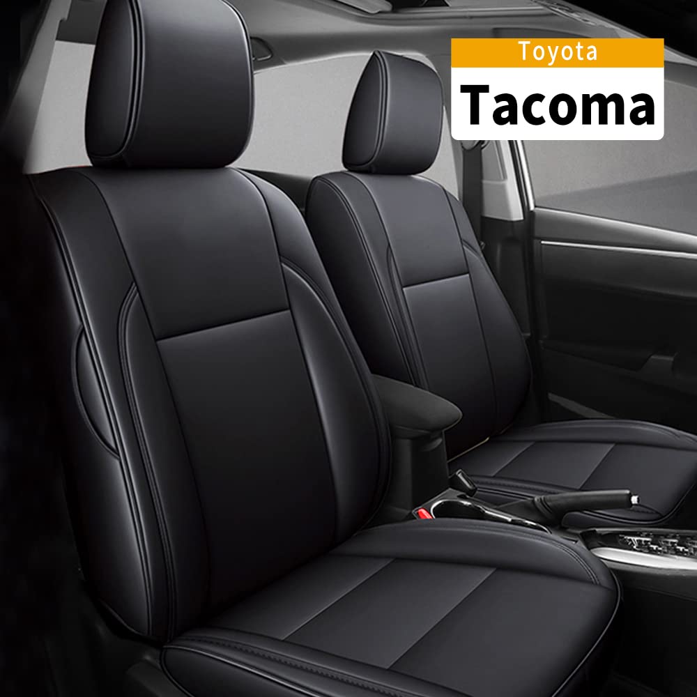 Premium Custom Fit Car Seat Covers for Toyota Tacoma 2016-2022 - Waterproof Faux Leather Full Set Seat Protectors with Airbag Compatibility (Double Cab 2nd Row 60/40 Split) | Durable Vehicle Cushion Covers for Road Trips, Daily Commute & Off-Road Adventures