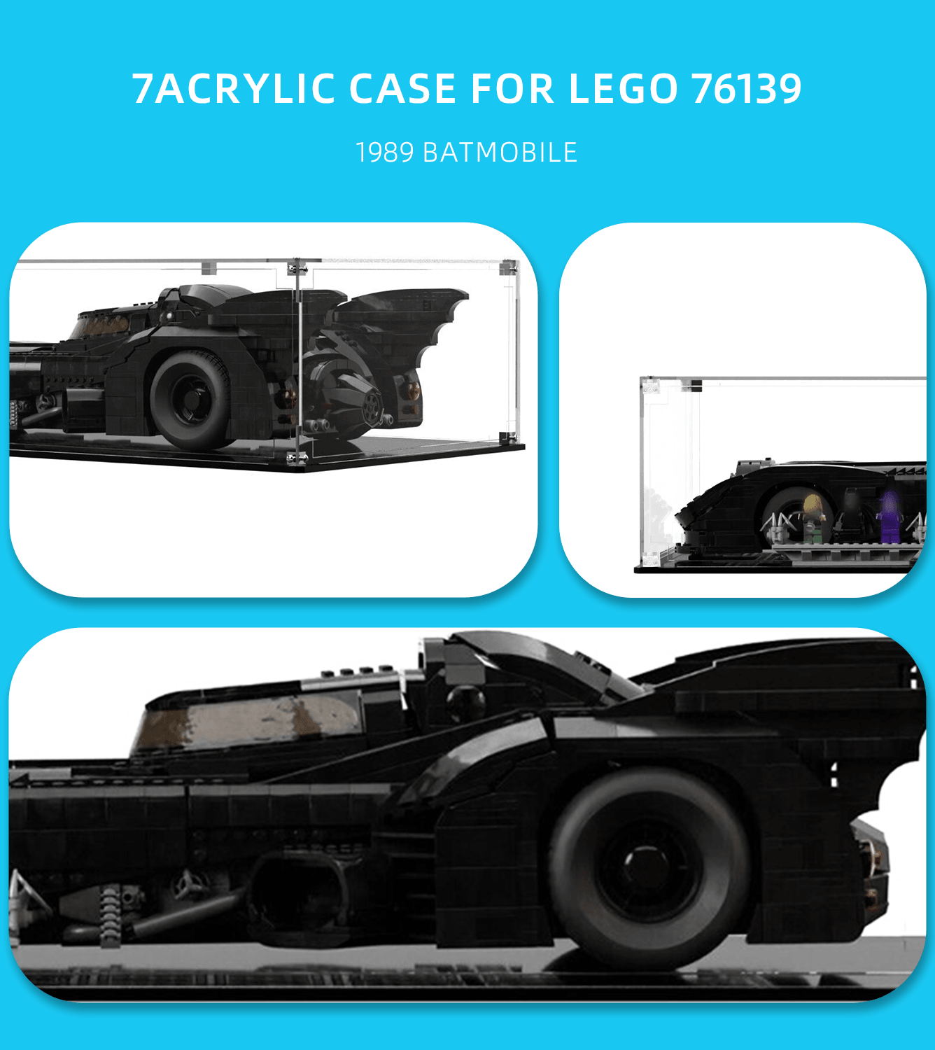 LEGO Batmobile 1989 (76139) Display Case - Clear Acrylic Showcase for Collectible LEGO Sets - Perfect for Home Decoration & Toy Protection