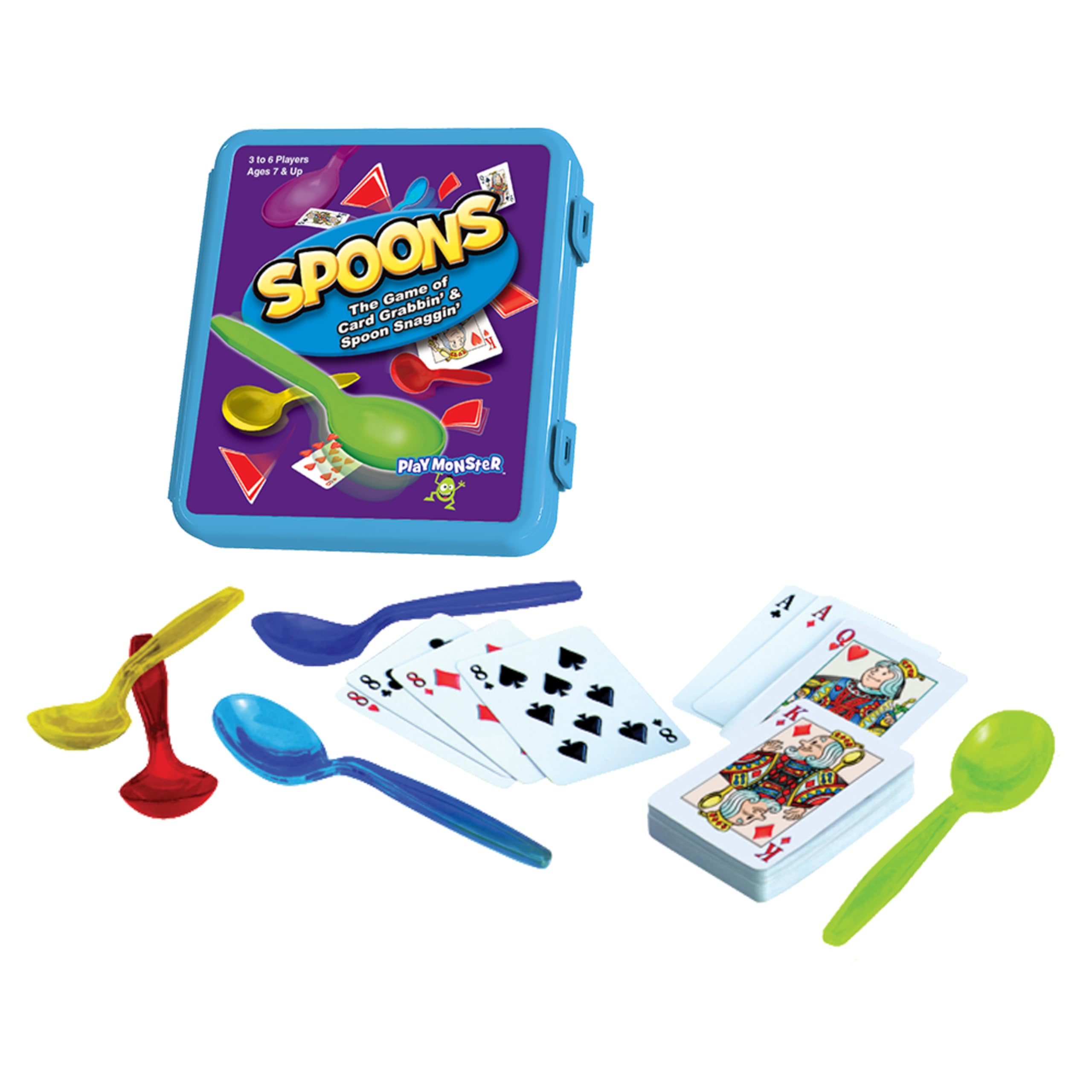 Premium Spoons Card Game Set - Family Fun Travel Game for 3-6 Players Ages 7+ with Playing Cards & Storage Case - Perfect for Game Nights, Parties & Road Trips