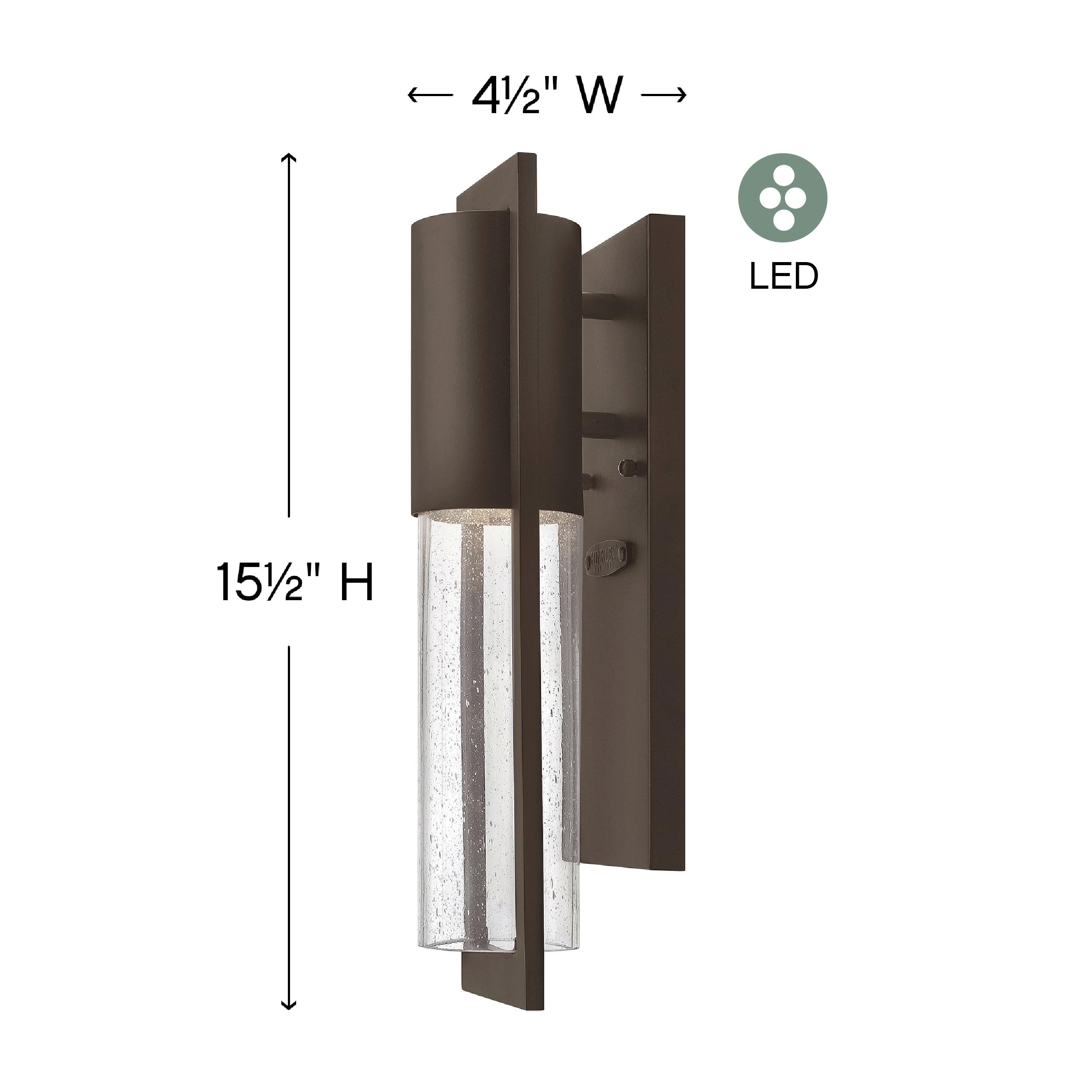 Hinkley Shelter Medium Outdoor LED Wall Mount Lantern - Minimalist Design, Dark Sky Compliant, Solid Aluminum with Clear Seedy Glass in Buckeye Bronze - Perfect for Porch, Patio, and Garden Lighting