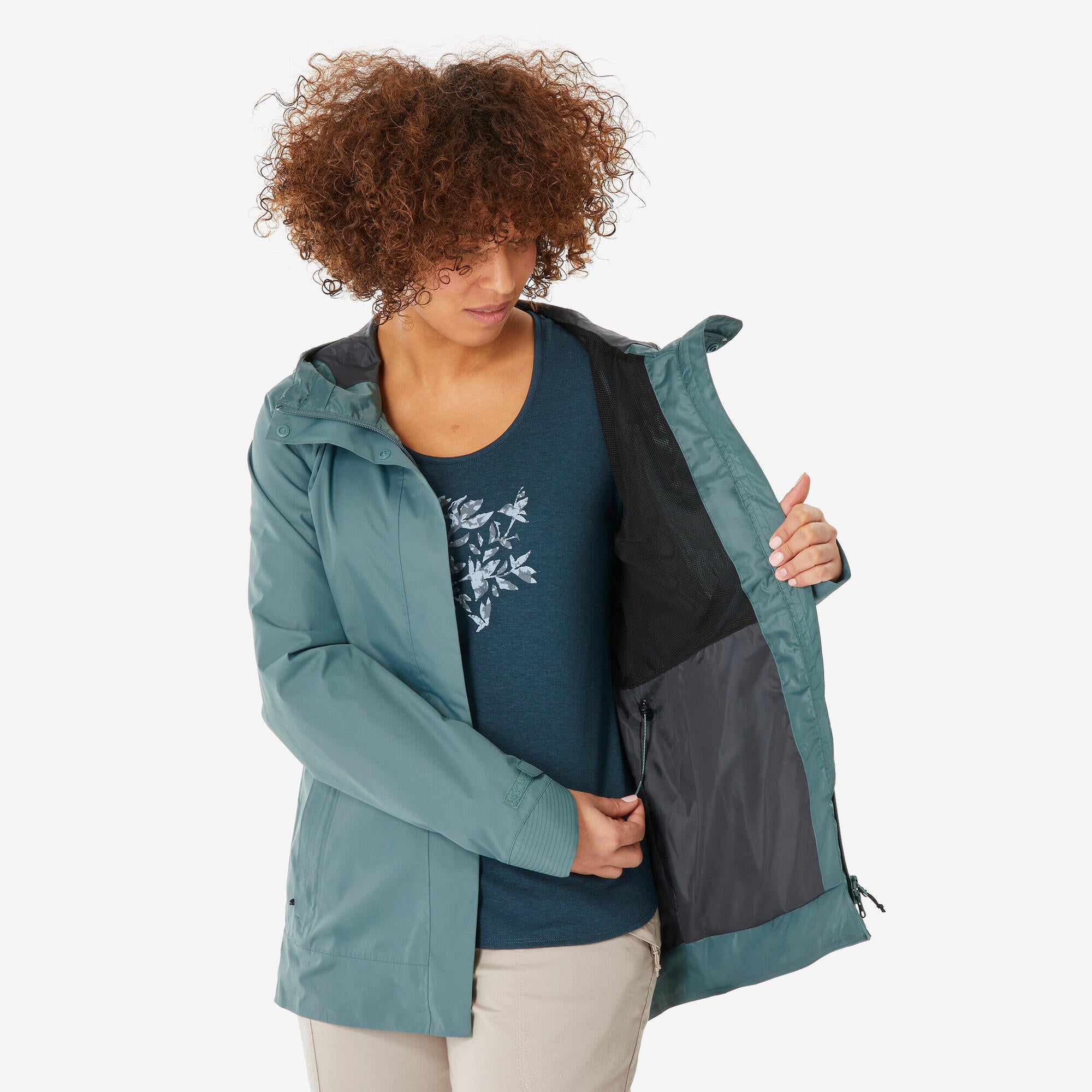Quechua Women’s NH500 Waterproof Hiking Rain Jacket - Lightweight Windproof Outdoor Coat for Trekking, Camping & Mountain Adventures