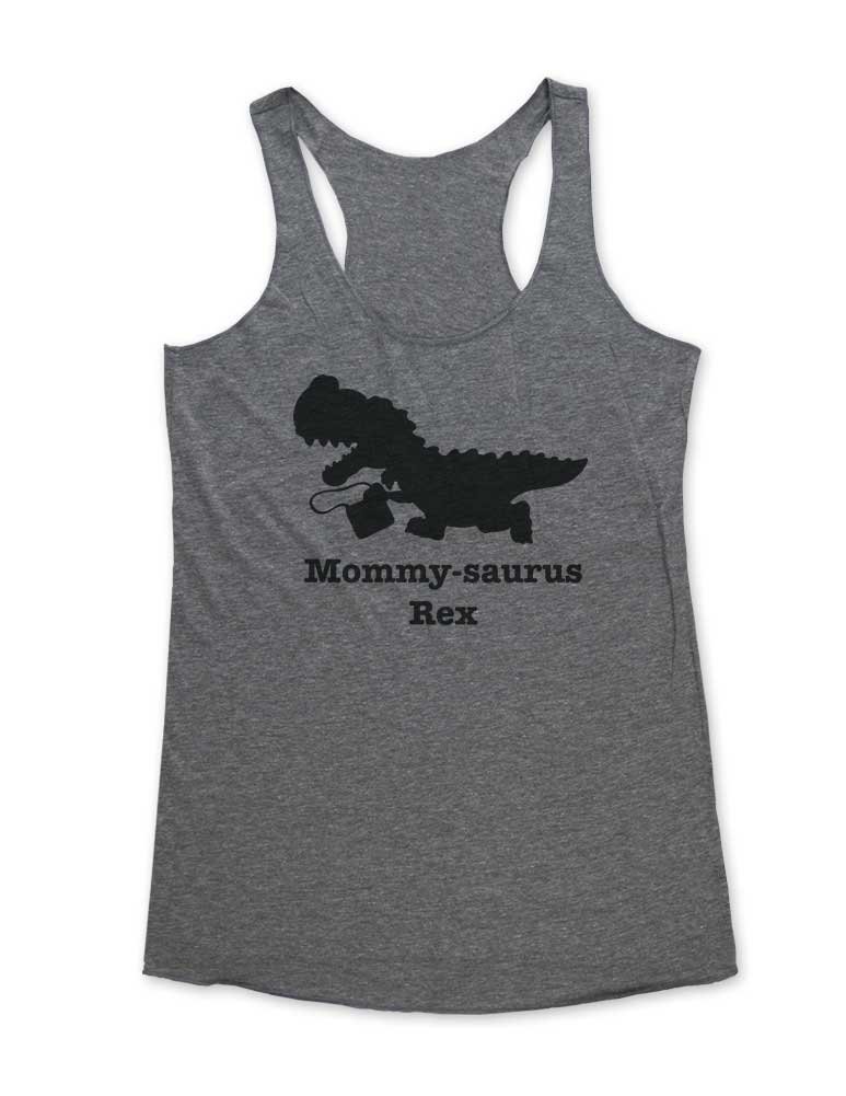 Mommy Saurus Rex Dinosaur Birthday Party Tank Top - Soft Tri-Blend Racerback Women's Shirt for Dino Themed Parties, Family Events & Fun Outfits