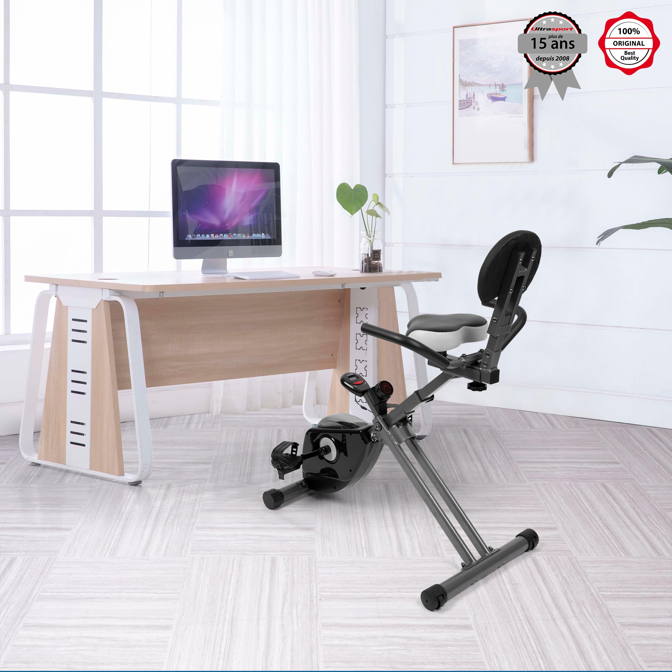 Ultrasport Senior Fitness Trainer - Foldable Recumbent Exercise Bike & Mini Elliptical for Home Workouts | Perfect for Elderly Low-Impact Cardio & Physical Therapy