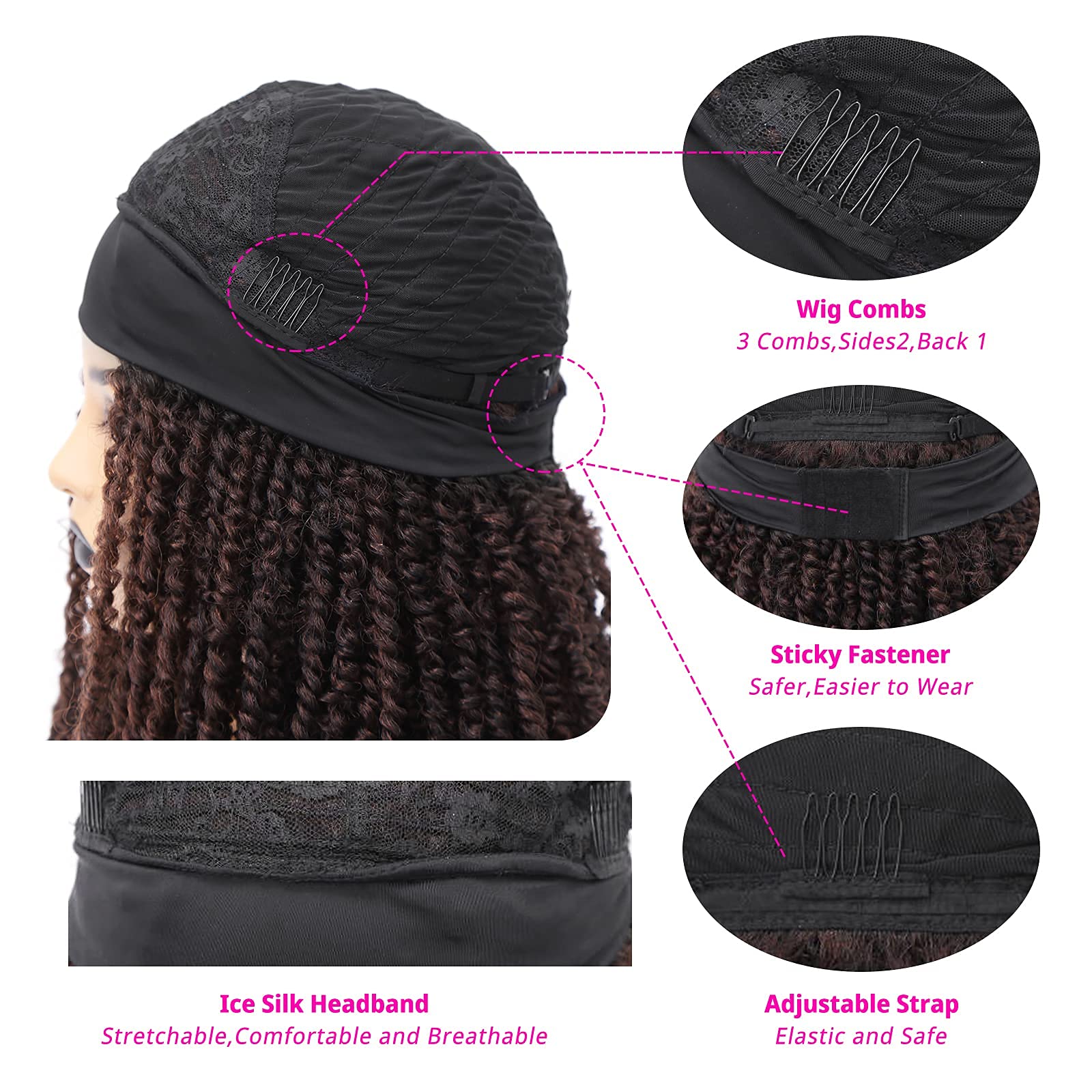 Stylish Faux Locs Headband Wig - Short Dreadlock & Passion Twist Synthetic Wig for Black Women (Mixed Brown) | Perfect for Daily Wear, Parties & Protective Hairstyles