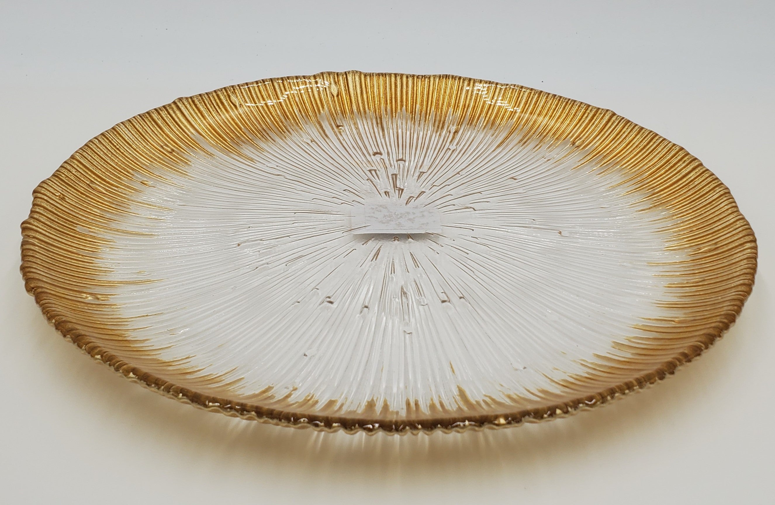 12.5 Inch Round Gold Glass Plate - Elegant Serving Dish for Desserts, Appetizers & Party Decor