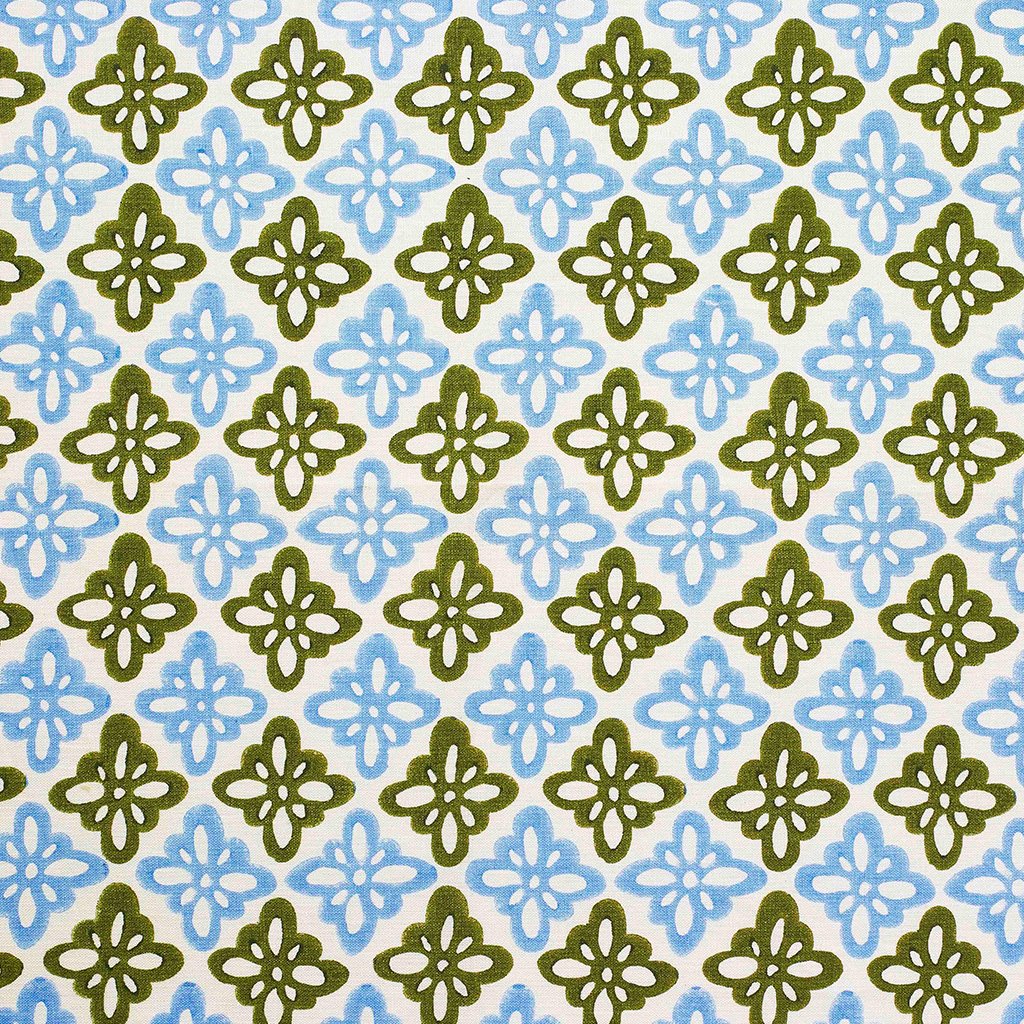 Pattee Block Printed Linen Fabric in Khaki - Lightweight & Breathable for Summer Dresses, Curtains, and Home Decor