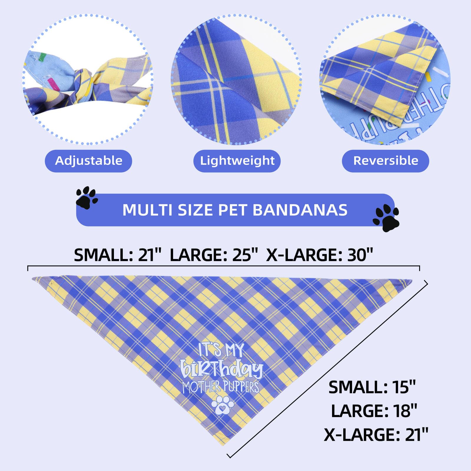 Reversible Dog Birthday Bandana - Small to Medium Size for Pets & Cats | Perfect for Dog Birthday Parties, Celebrations & Special Occasions