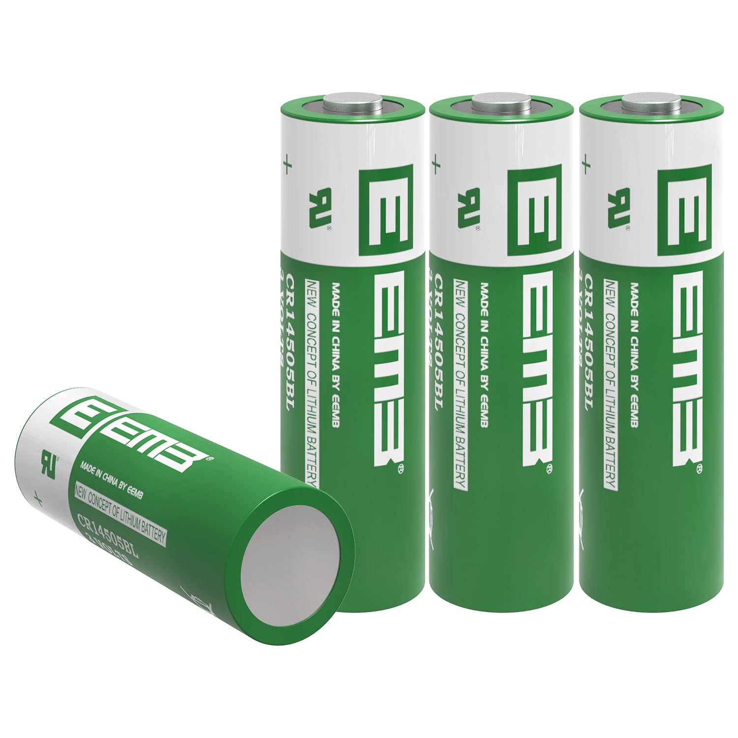 4X EEMB AA 3V Lithium Battery Non-Rechargeable 3V CR14505 1800mAh Single-Use Li-MnO₂ Battery - UL Certified (DO NOT Charge) for Security Cameras, Digital Thermometers, WiFi Oil Tank Gauges, Smoke Detectors & Medical Devices