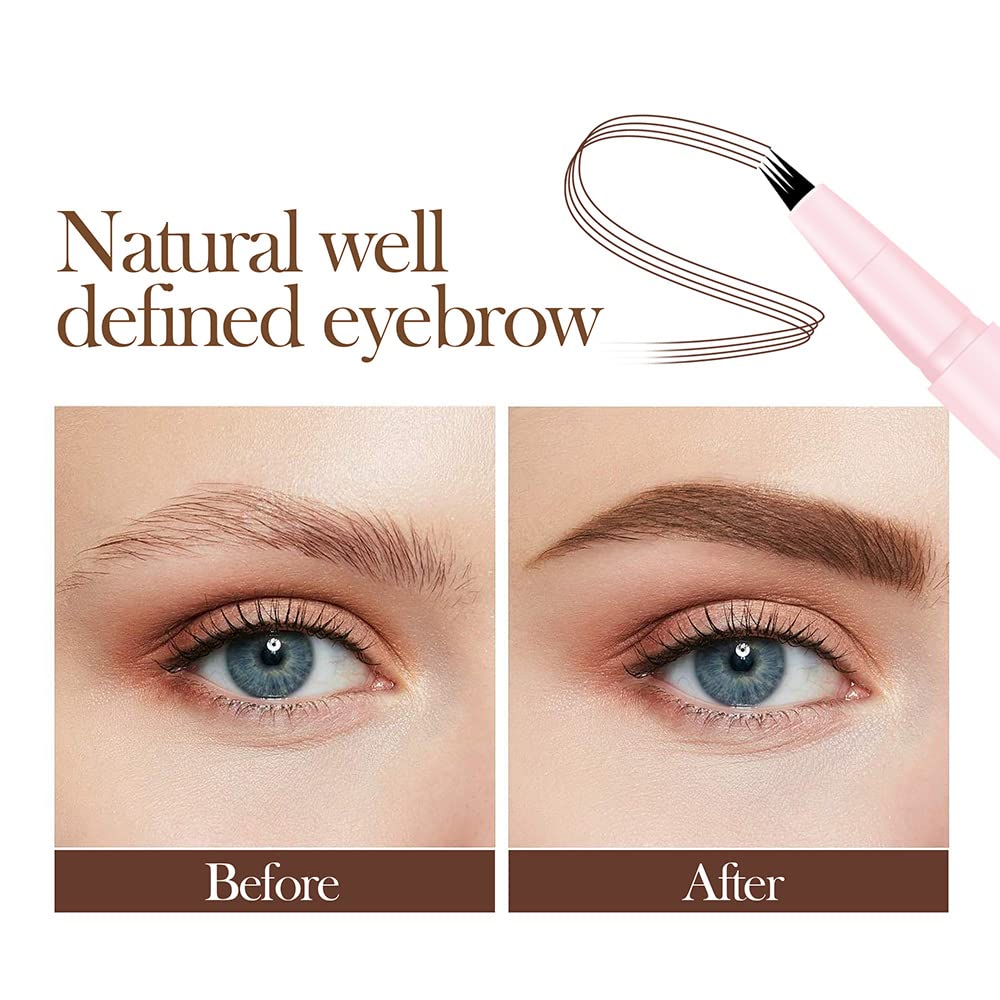 Micro 4-Point Eyebrow Pen - Ultra-Fine Waterproof & Long-Lasting - Natural Look for Daily Makeup