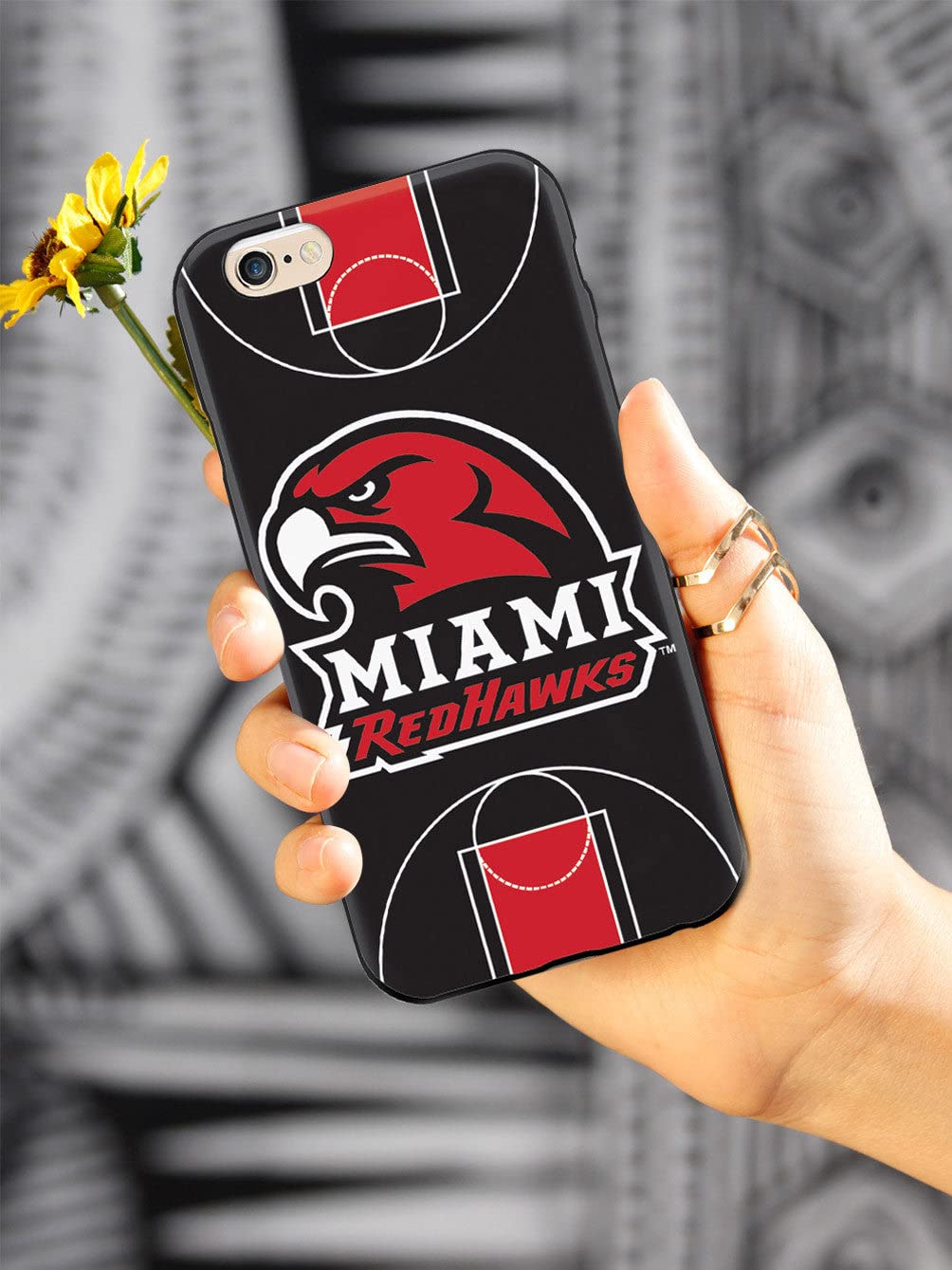 3D Textured iPhone 15 Pro Max Case - Shockproof Rubber Bumper Cover - Protective Phone Case for Apple iPhone 15 Pro Max (Miami University Redhawks Basketball Design) - Perfect for Sports Fans and School Spirit