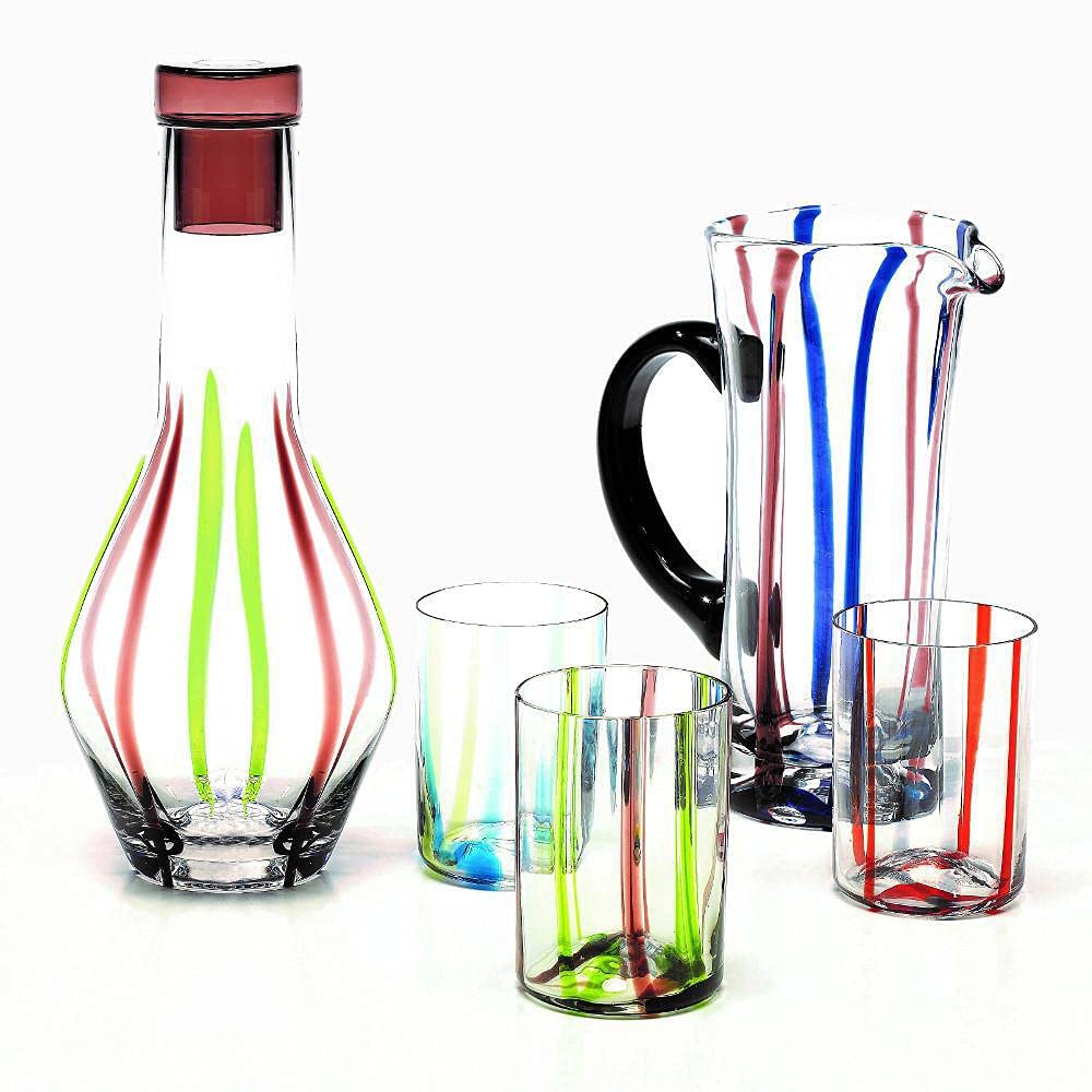Premium Zafferano Tirache Tumbler Set - 6 Colorful Glass Water Cups for Home, Office & Outdoor Use - Durable Drinkware for Iced Tea, Juice & Cocktails