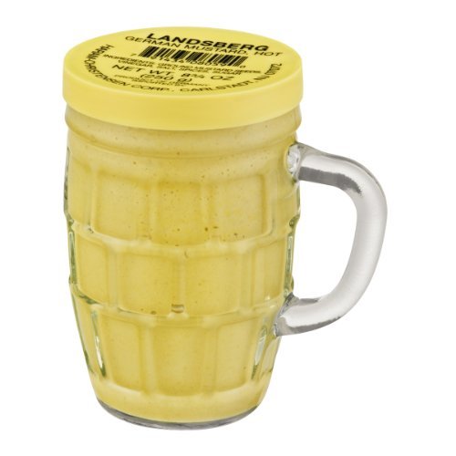 LANDSBERG Hot Mustard In Stein - 8 Ounce Jar | Spicy German Mustard for Sandwiches, Pretzels & BBQ | Perfect for Picnics, Grilling & Charcuterie Boards