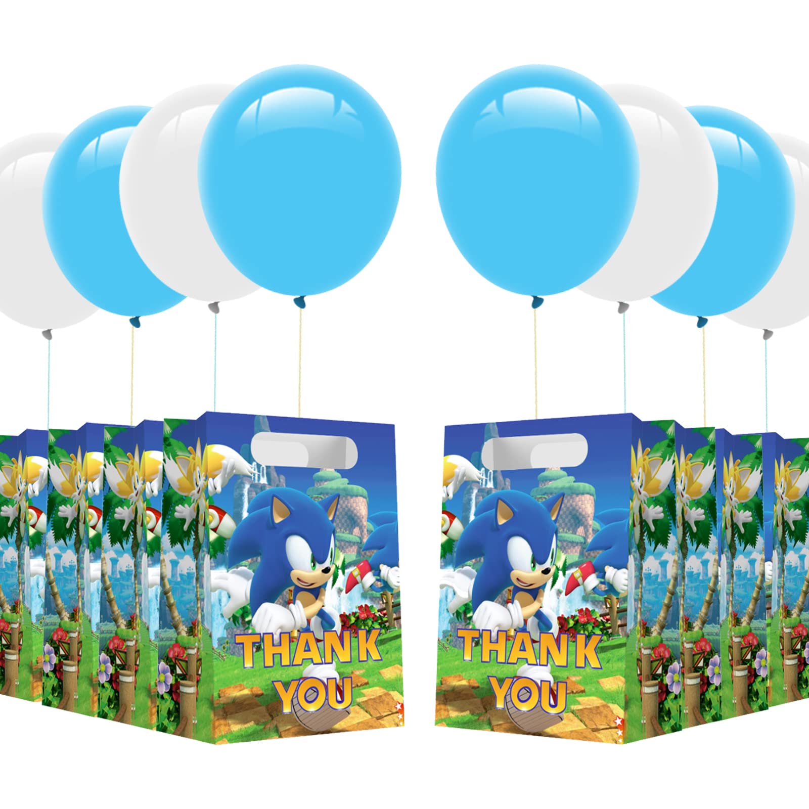 SONIC The Hedgehog Birthday Party Decorations Kit - 16 Favor Bags, 16 Latex Balloons & Gift Bags for Kids Birthday Party | Perfect for SONIC Theme Parties, Baby Showers & Game Night Decorations