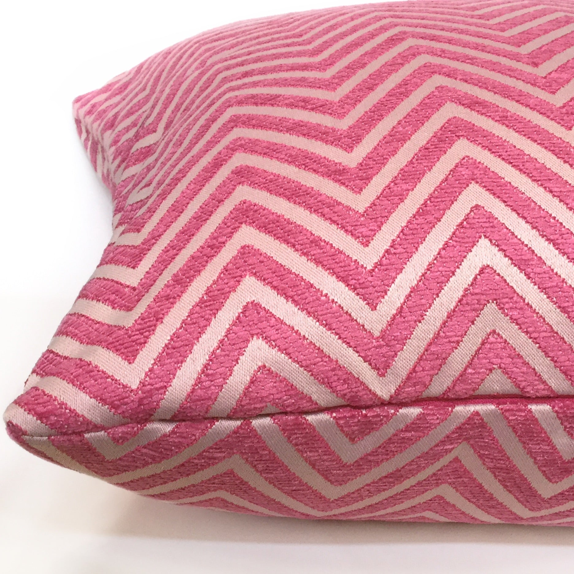 Two Tone Pink Chevron Zig Zag Upholstery Pillow Cover - Decorative Throw Pillow Case for Sofa, Bed, Couch - Home Decor Accent for Living Room, Bedroom