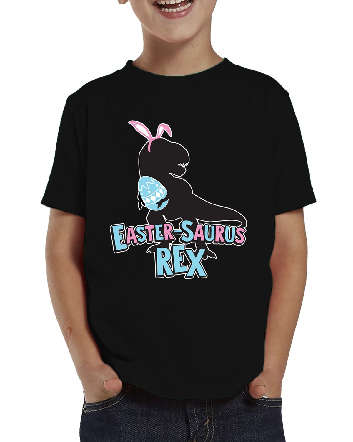 SpiritForged Apparel Easter-Saurus Rex Dinosaur Toddler T-Shirt - Soft Cotton Cute Dino Graphic Tee for Boys & Girls | Easter, Birthday & School Outfits | Holiday Photos, Playtime & Casual Wear | Perfect for Easter Celebrations, Dinosaur Parties, Preschool & Everyday Play | Dinosaur Lovers Gift