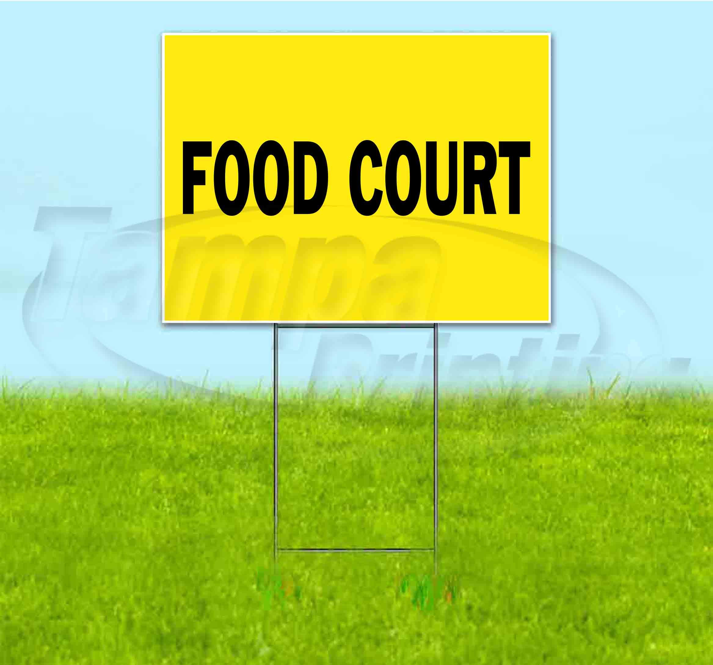 18x24 Inch Food Court Yard Sign with Metal Step Stake - Bulk Discounts & Multi-Packs Available - Perfect for Restaurant Advertising, Event Promotion & Street Marketing