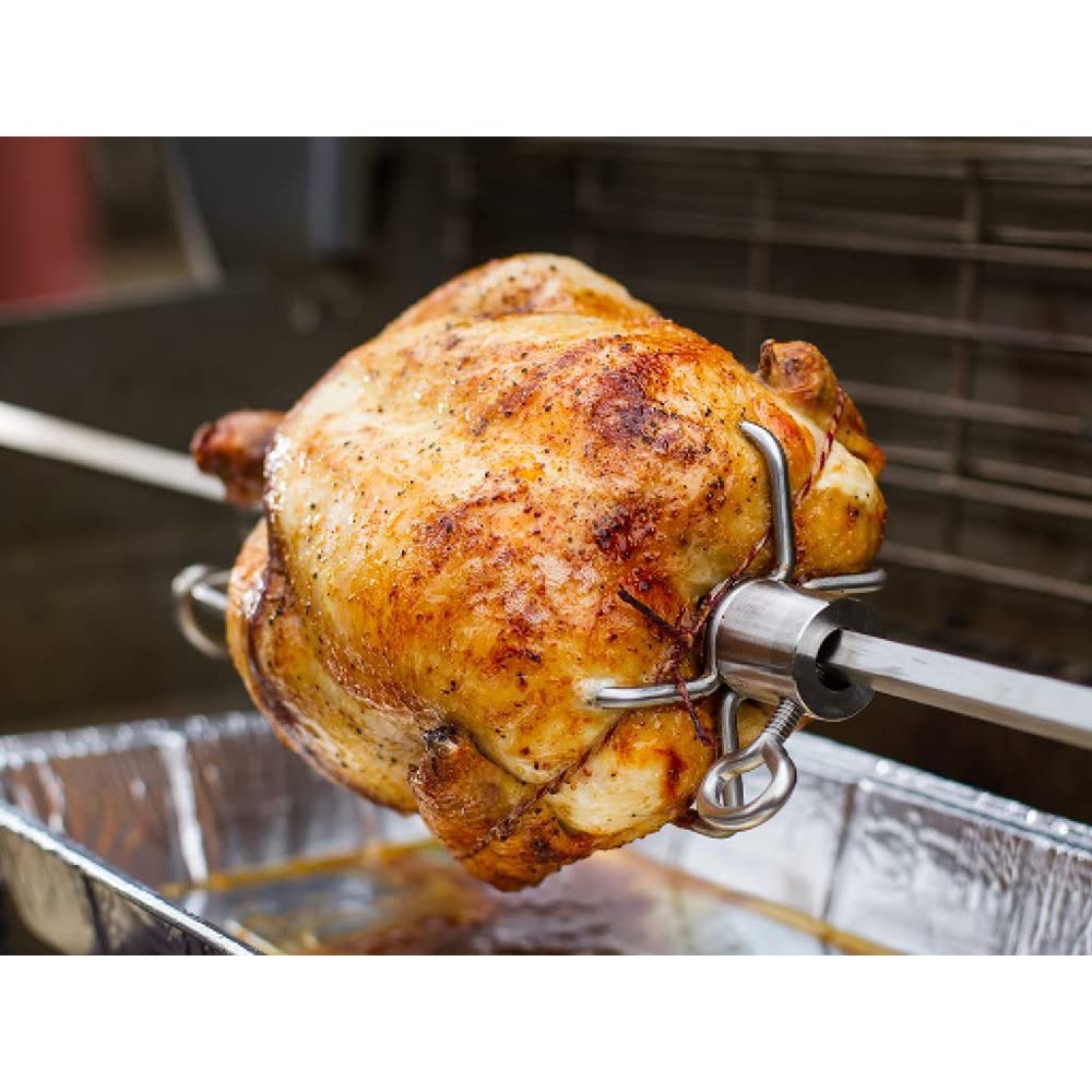 Weber 7652 Rotisserie for Weber Genesis II & Genesis II LX 200/300 Grills - Bundle with 2 Red Heat-Resistant BBQ Oven Mitts - Perfect for Backyard Grilling, Rotisserie Cooking & Outdoor Entertaining