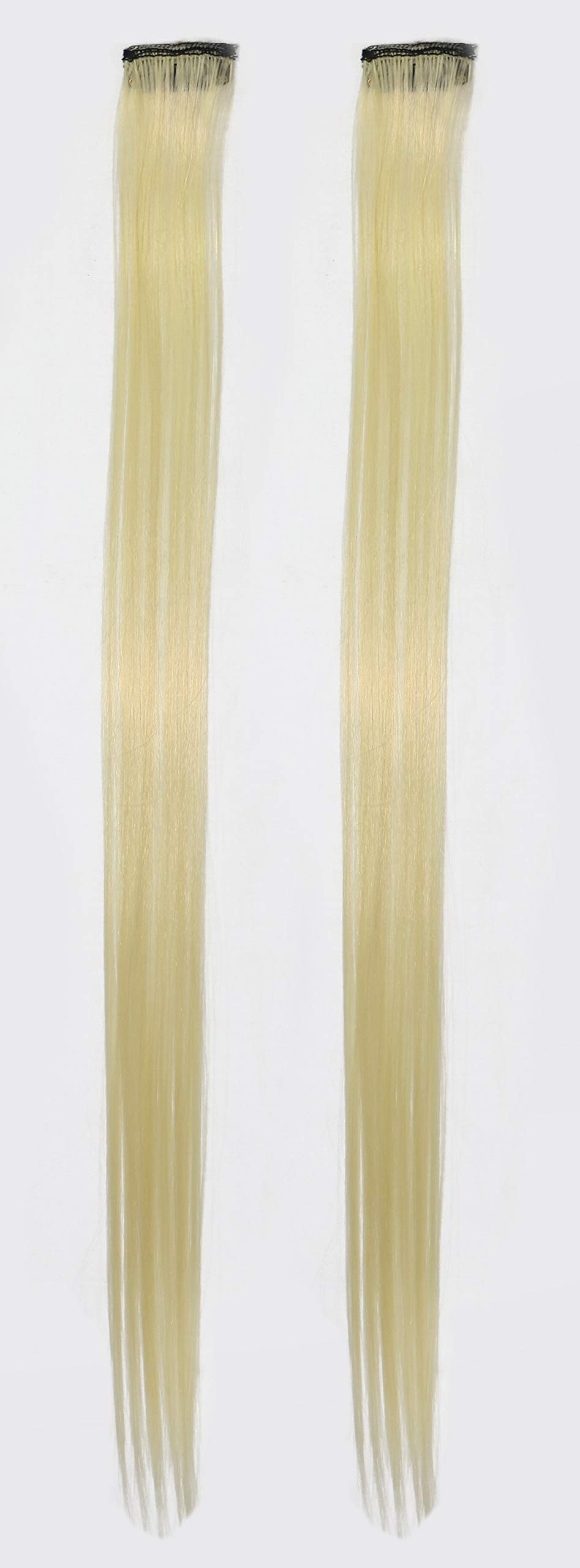 Rapidsflow® Colored Hair Streak Extensions for Women & Girls - 100% Real Human Hair Highlights - Curly Blonde #1 - Perfect for Parties, Cosplay & Daily Styling