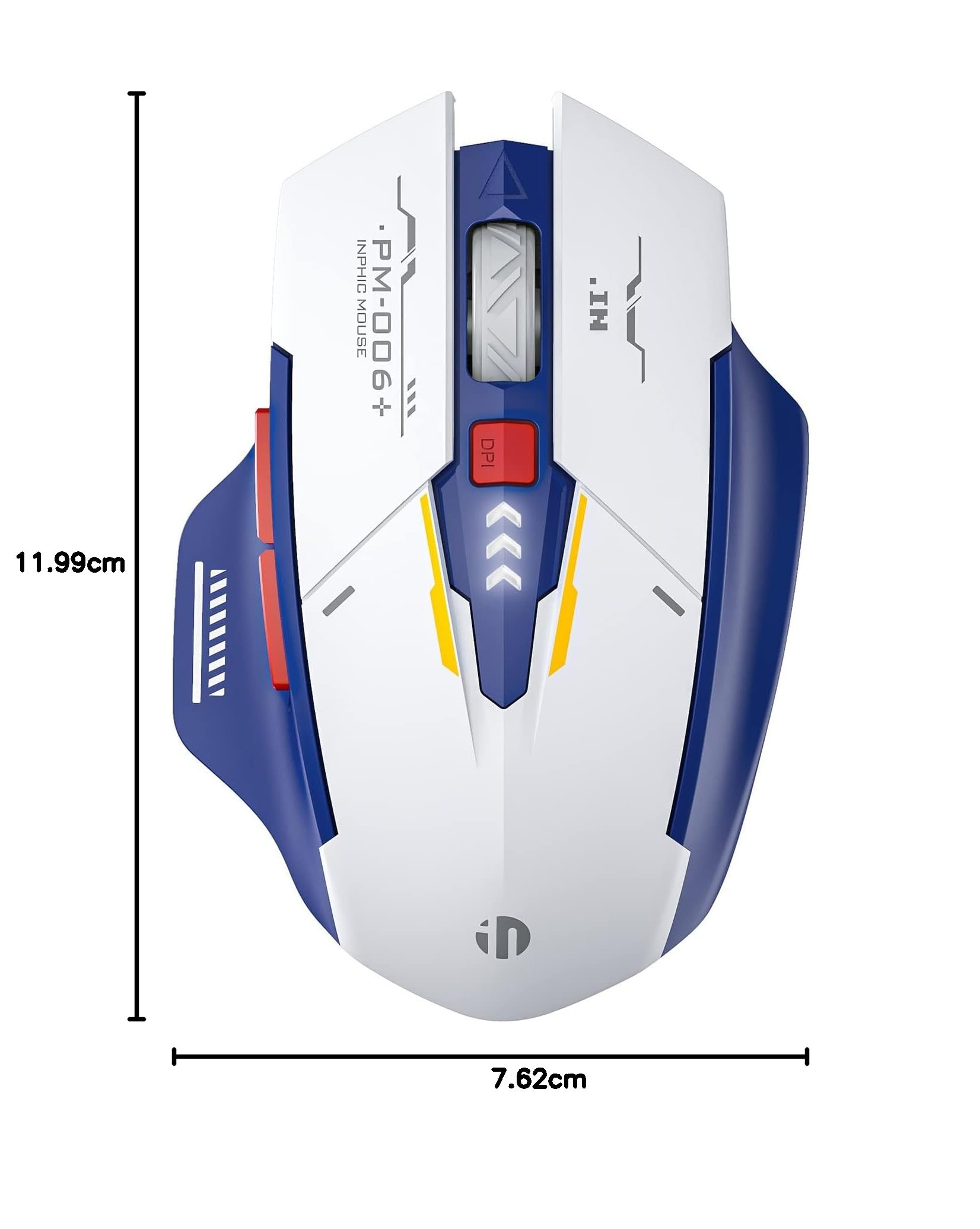 Rechargeable Wireless Mouse 2.4G USB Ergonomic Silent Computer Mouse with 3 Adjustable DPI Levels, Visible Battery Indicator, Blue & White Design for Laptop, PC, Office, and Home Use