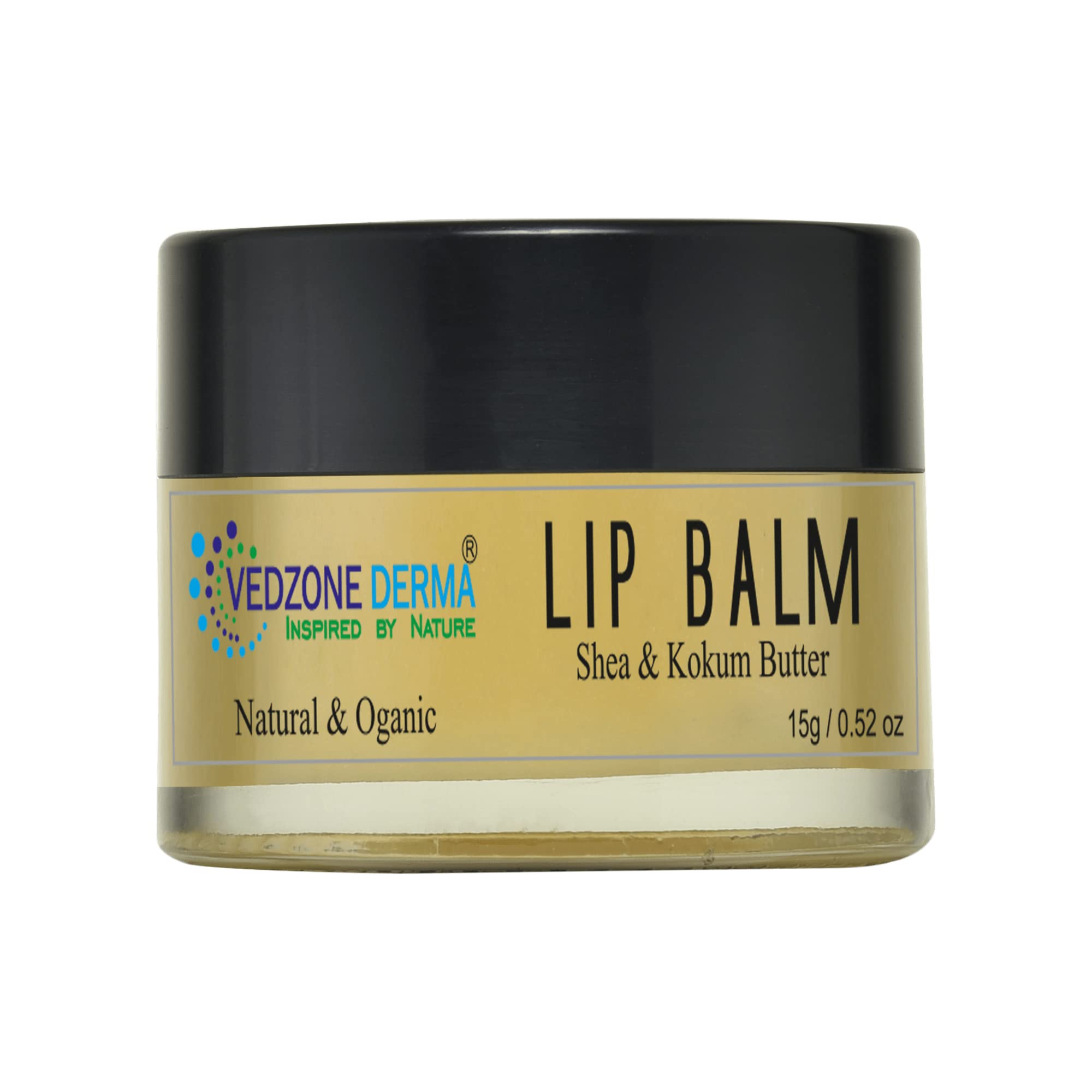 Vedzone Organic Lip Balm for Dark Lips - Lighten & Moisturize with Shea Butter & Kokum Butter, 15g - Perfect for Dry, Chapped Lips & Overnight Lip Care