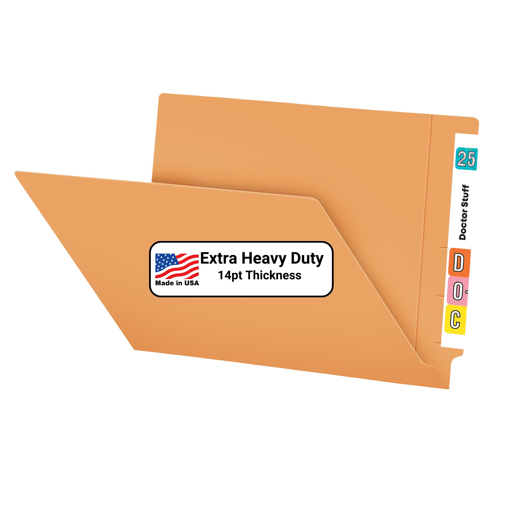 Goldenrod File Folders - Letter Size Reinforced End Tab Folders (14 pt Stock, 50-Pack) - Durable Office & Medical Document Organizer for Doctors, Clinics & Home Filing Systems