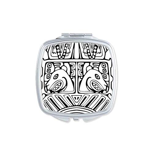 DIYthinker Indian Abstract Line Drawing Totem Pole Face Mirror - Portable Compact Pocket Makeup Mirror with Double Sided Glass for Travel, Home Vanity & Gift Giving
