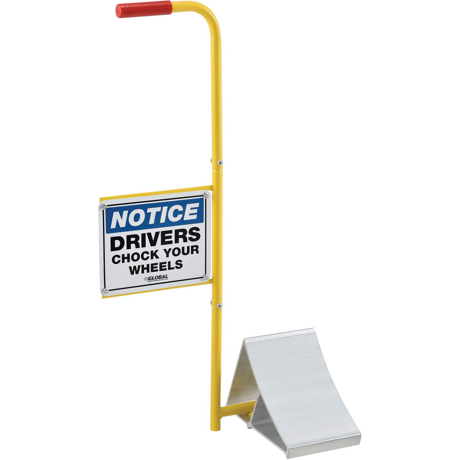 Best Aluminum Wheel Chock with Safety Sign & Handle for Trucks, Trailers & RVs - Heavy Duty Industrial Vehicle Parking Block for Warehouse, Dock & Construction Site Safety