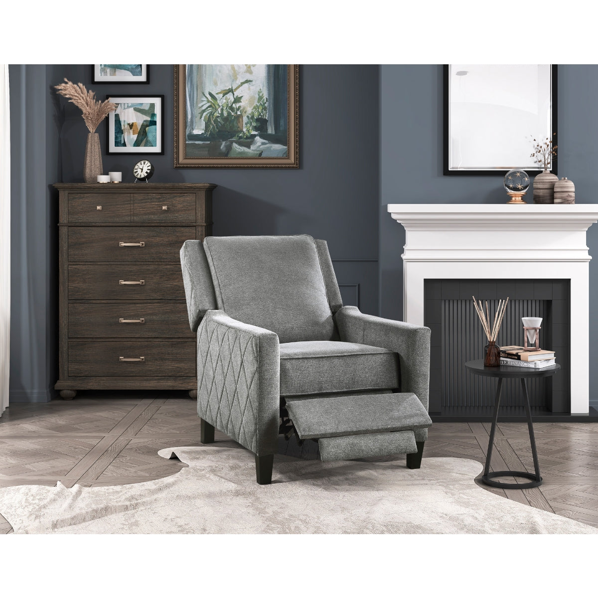 Banks II Self Reclining Armchair - Premium Textured Grey Fabric Living Room Chair for Relaxing & Lounging | Perfect for Home Theater, Reading Nook & Living Room Decor
