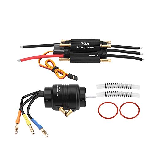 Dilwe 3380KV Sensorless Brushless Motor with 29S Water Cooling Jacket & 70A ESC - High Performance RC Boat Motor Kit for Racing, Hobby Models & DIY Projects