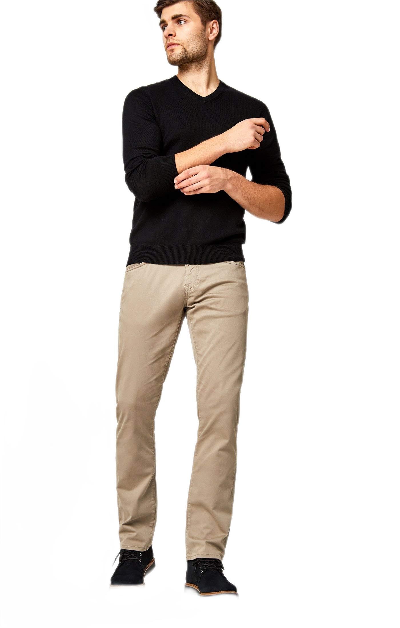 Mavi Zach Men's Straight Leg Twill Pants - Regular Rise, Light Beige Work Pants (Size 40x30) | Comfortable Office & Casual Wear for Everyday Use