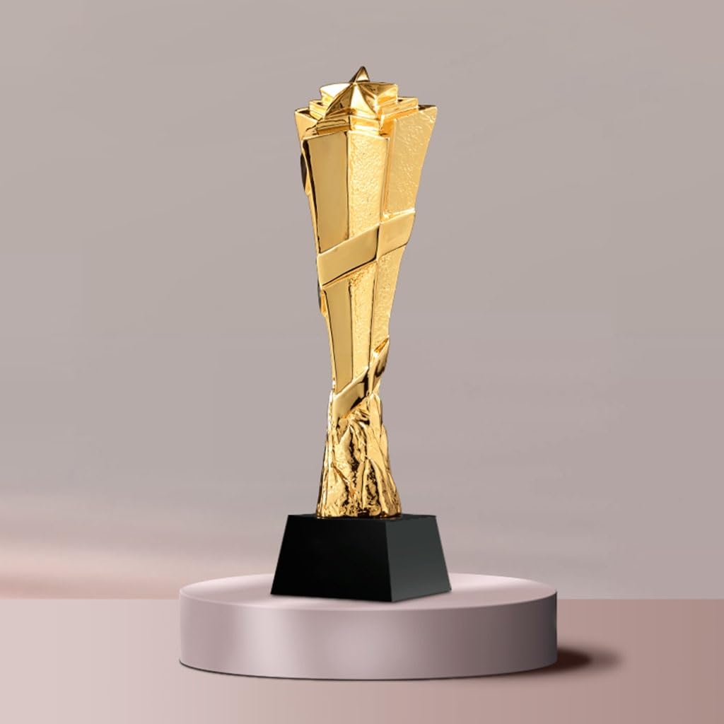Golden Resin Championship Trophy for Youth Knowledge & Sports Competitions - 1st Place Award for Club Events, School Tournaments & Academic Achievements