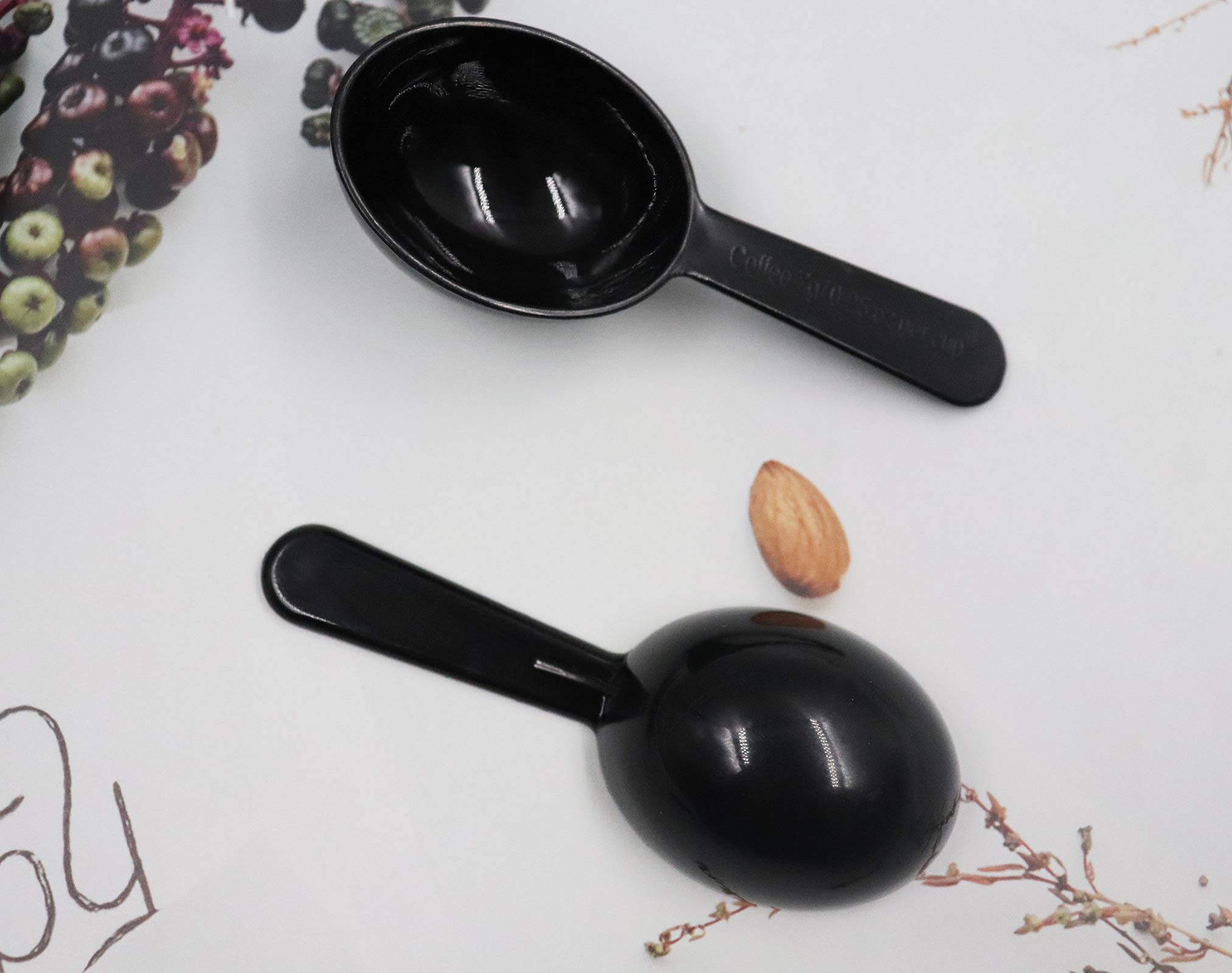Sowaka 5-Pack 0.25 oz Plastic Measuring Spoons - Short Handle Black Coffee Scoops for Tea, Milk Powder, Sugar & Cereal - Perfect for Kitchen, Coffee Bar & Baking Needs