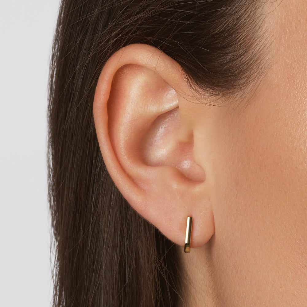 10k Gold Mini Charm Paperclip Huggie Earrings - Dainty Everyday Hoop Earrings for Women, Perfect for Work, Date Night & Gifting
