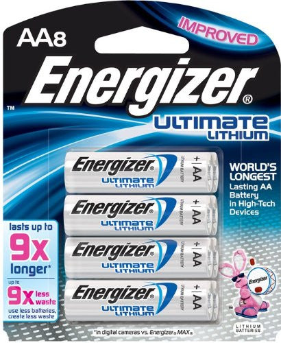 Energizer Ultimate Lithium AA Batteries (8 Pack) - Long-Lasting Power for Digital Cameras, Flashlights & Toys | Leak-Proof & Lightweight for Outdoor Adventures