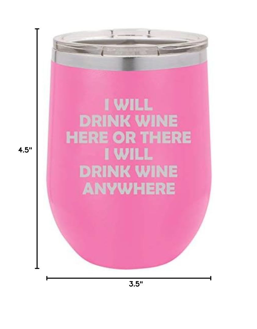 12 oz Double Wall Vacuum Insulated Stainless Steel Stemless Wine Tumbler - Leakproof Travel Mug for Coffee, Tea & Wine with Lid - Funny Quote 