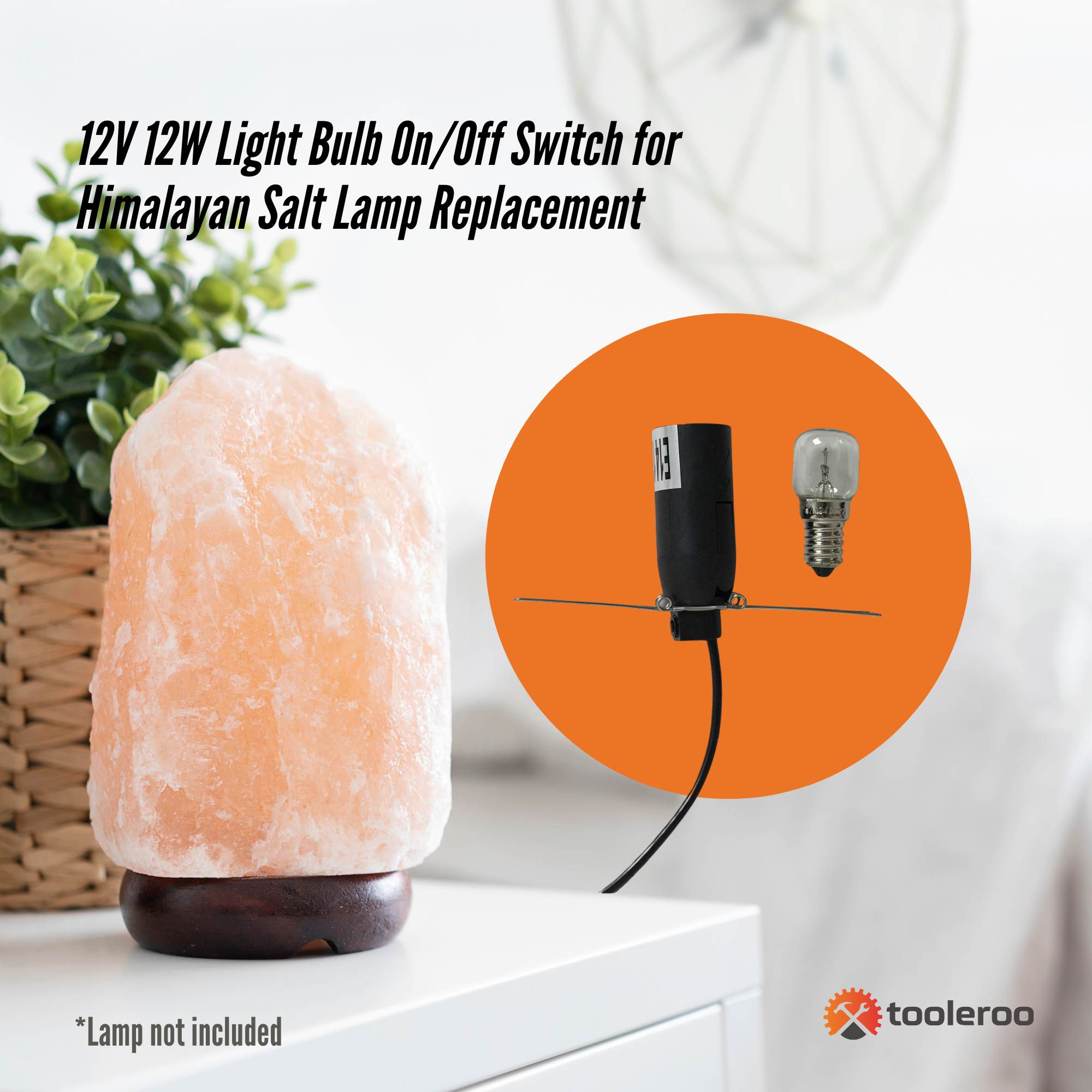 12V 12W Replacement Light Bulb with On/Off Switch for Himalayan Salt Lamps - Perfect for Home Spa, Yoga Room, Meditation Space & Relaxation Areas