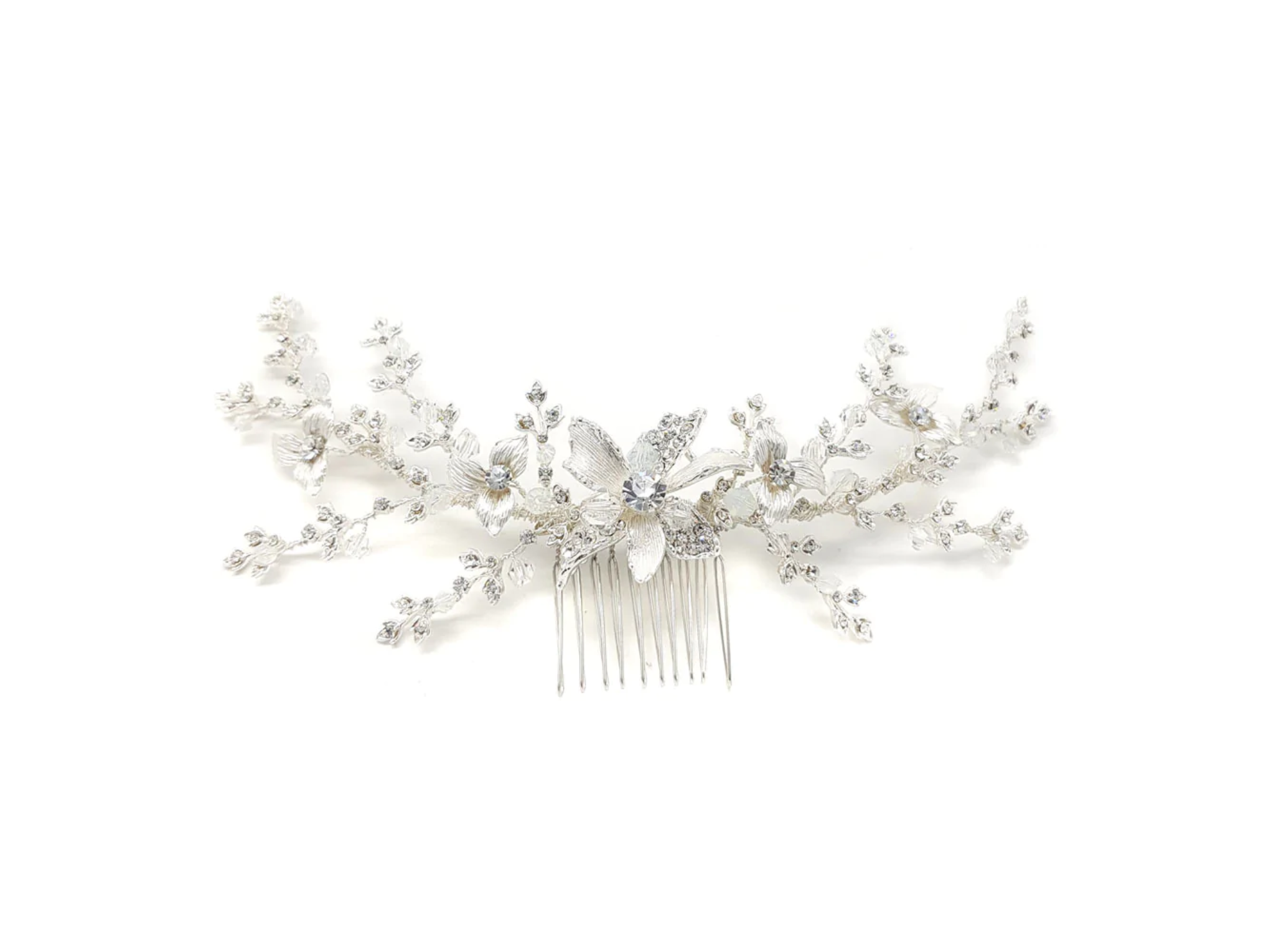 Bianca Floral Design Crystal Bridal Comb – Elegant Wedding Hair Accessory for Brides, Bridesmaids & Special Occasions | Perfect for Weddings, Prom & Formal Events