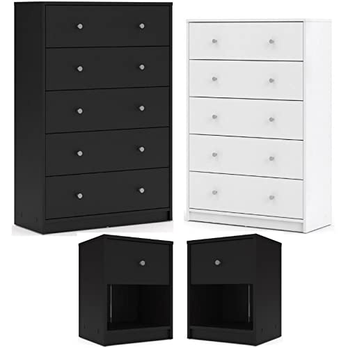 Home Square 4-Piece Bedroom Furniture Set with 2 5-Drawer Dressers & 2 Nightstands - Complete Bedroom Storage Solution for Master Bedroom or Guest Room