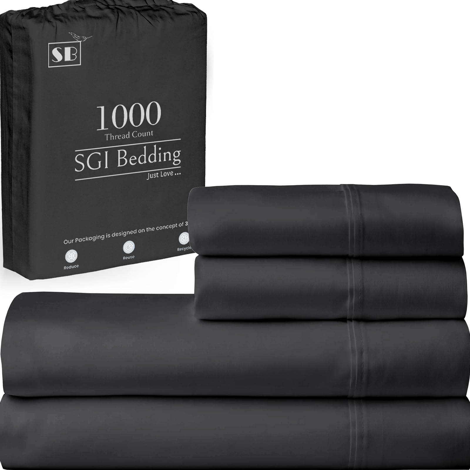 Premium 1000 Thread Count Egyptian Cotton King Size Bed Sheet Set - 15