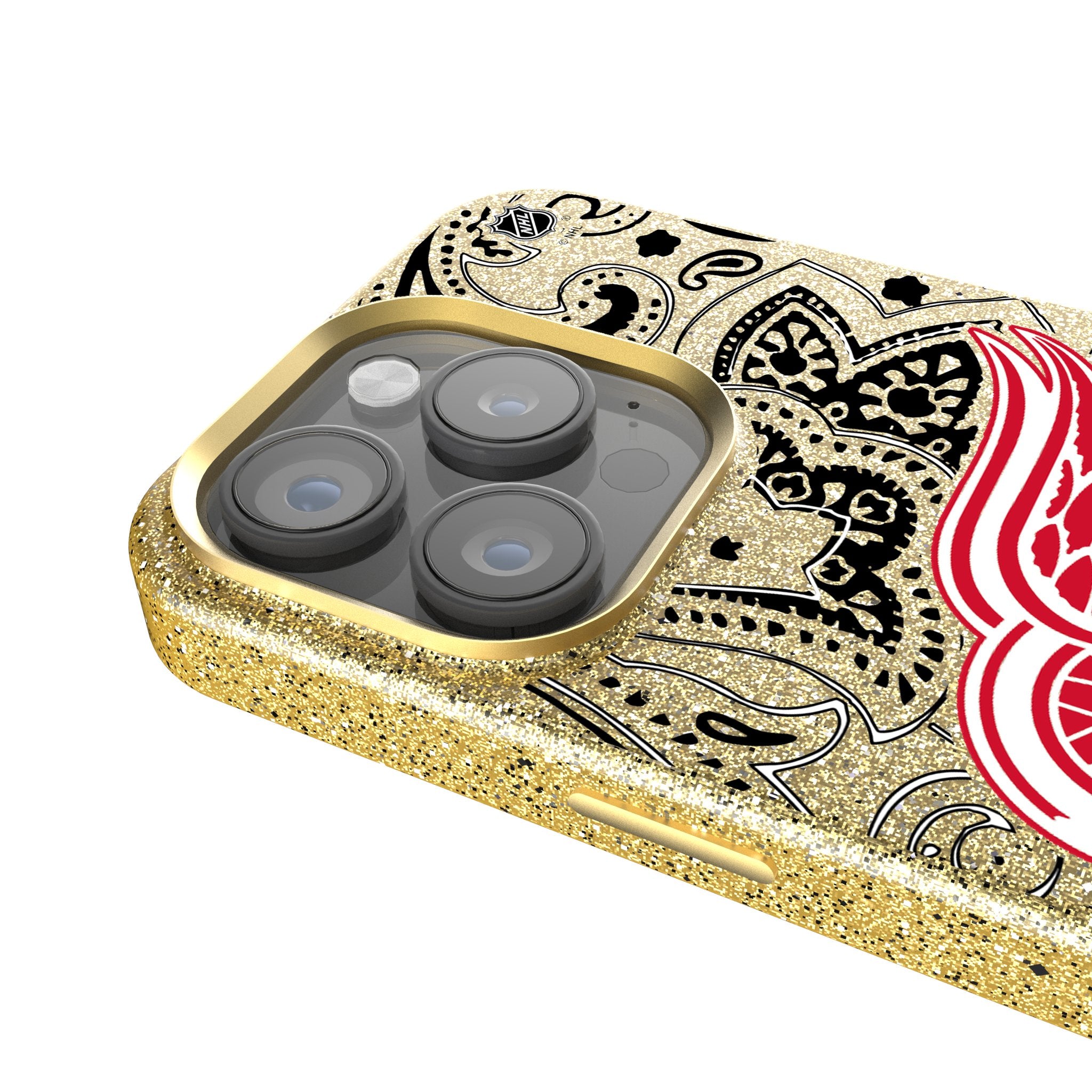 Detroit Red Wings Paisley Bling Rhinestone Phone Case for iPhone & Samsung - Stylish Hockey Team Design for Fans & Gifts