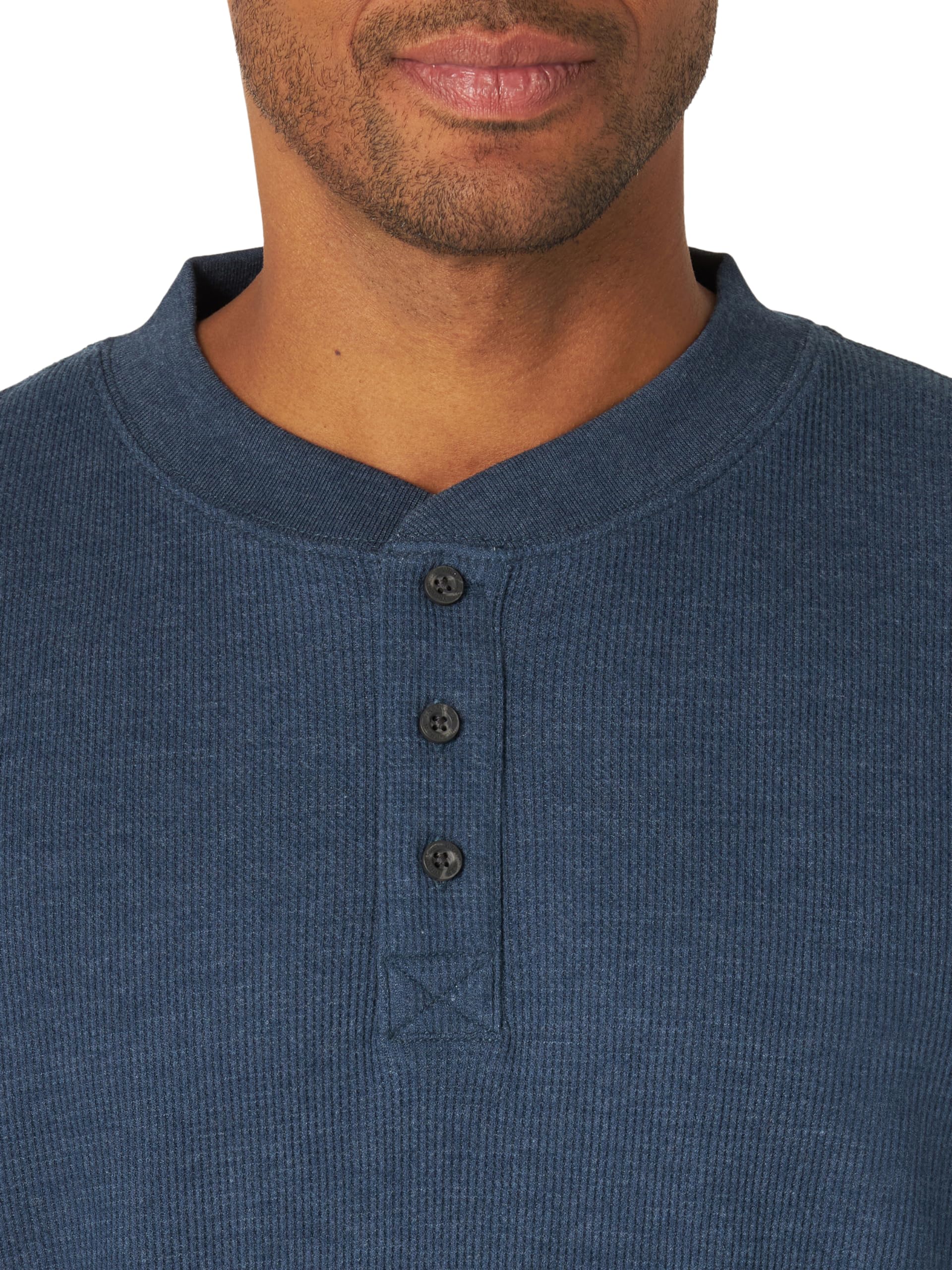 Wrangler Authentics Men's Long Sleeve Waffle Henley Shirt - Soft Thermal Crewneck Top for Casual Wear & Outdoor Activities