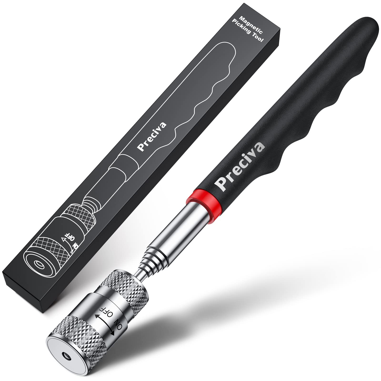 Preciva Magnetic Telescoping Pick Up Tool with LED Flashlight - 19.5 to 68cm Extendable Magnet Stick for Metal Retrieval (1 Pack) - Perfect for Mechanics, DIY Projects & Hard-to-Reach Areas