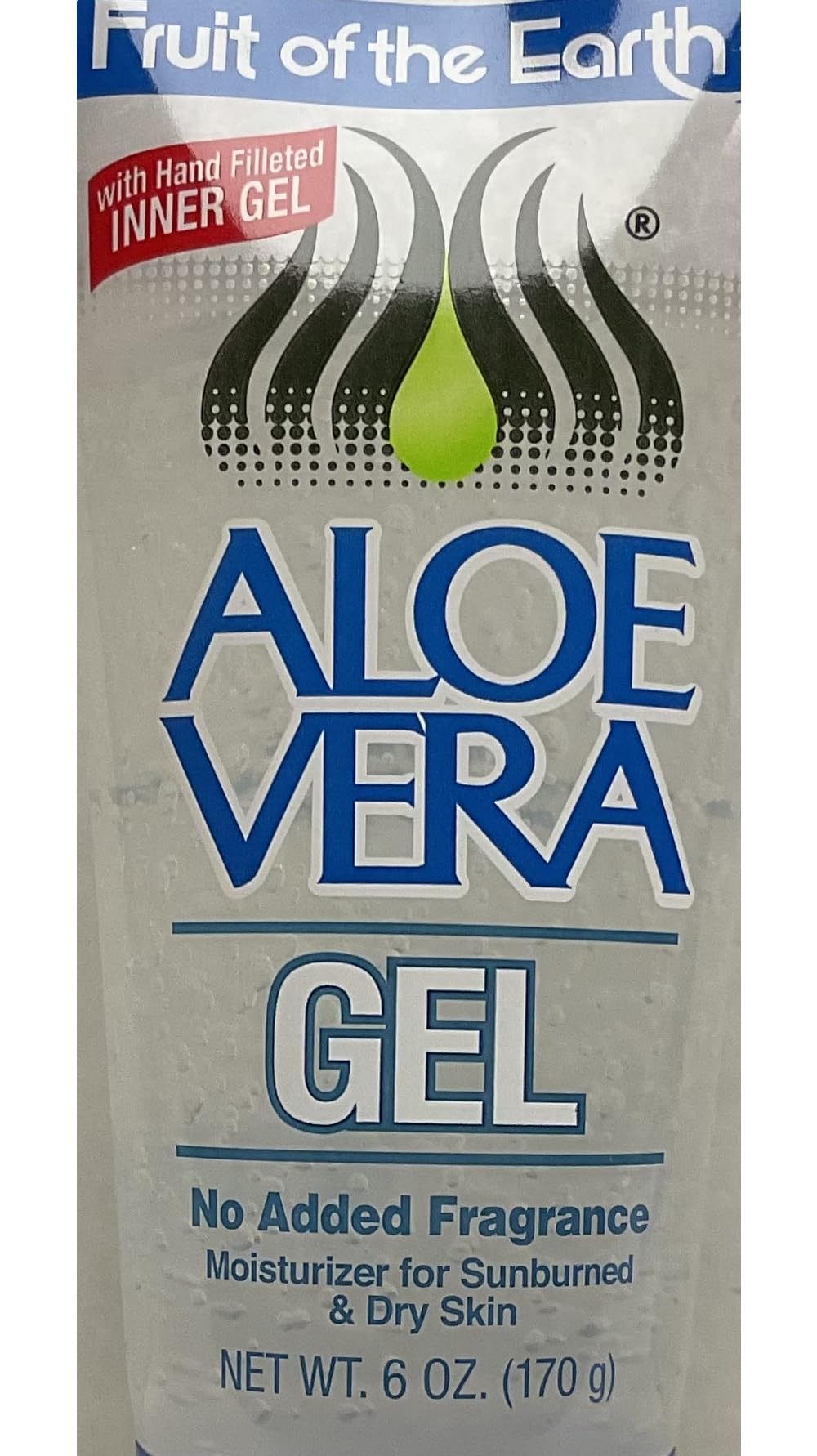 Fruit of the Earth 100% Pure Aloe Vera Gel - 6 oz (Pack of 6) | Soothing Sunburn Relief, Moisturizing Skin Care & Hair Treatment