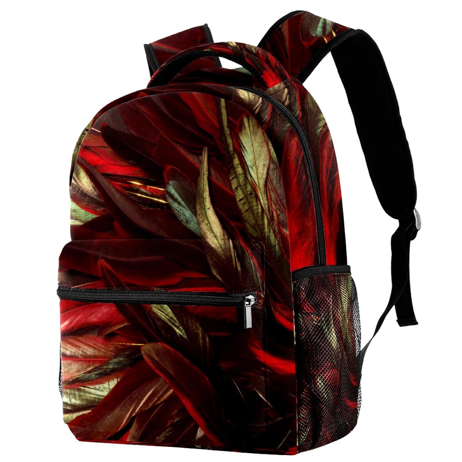 Rooster Feather Print Backpack - Stylish Daypack for Students, Travel & Outdoor Activities | Lightweight Rucksack for Women & Men | School, Commute & Hiking