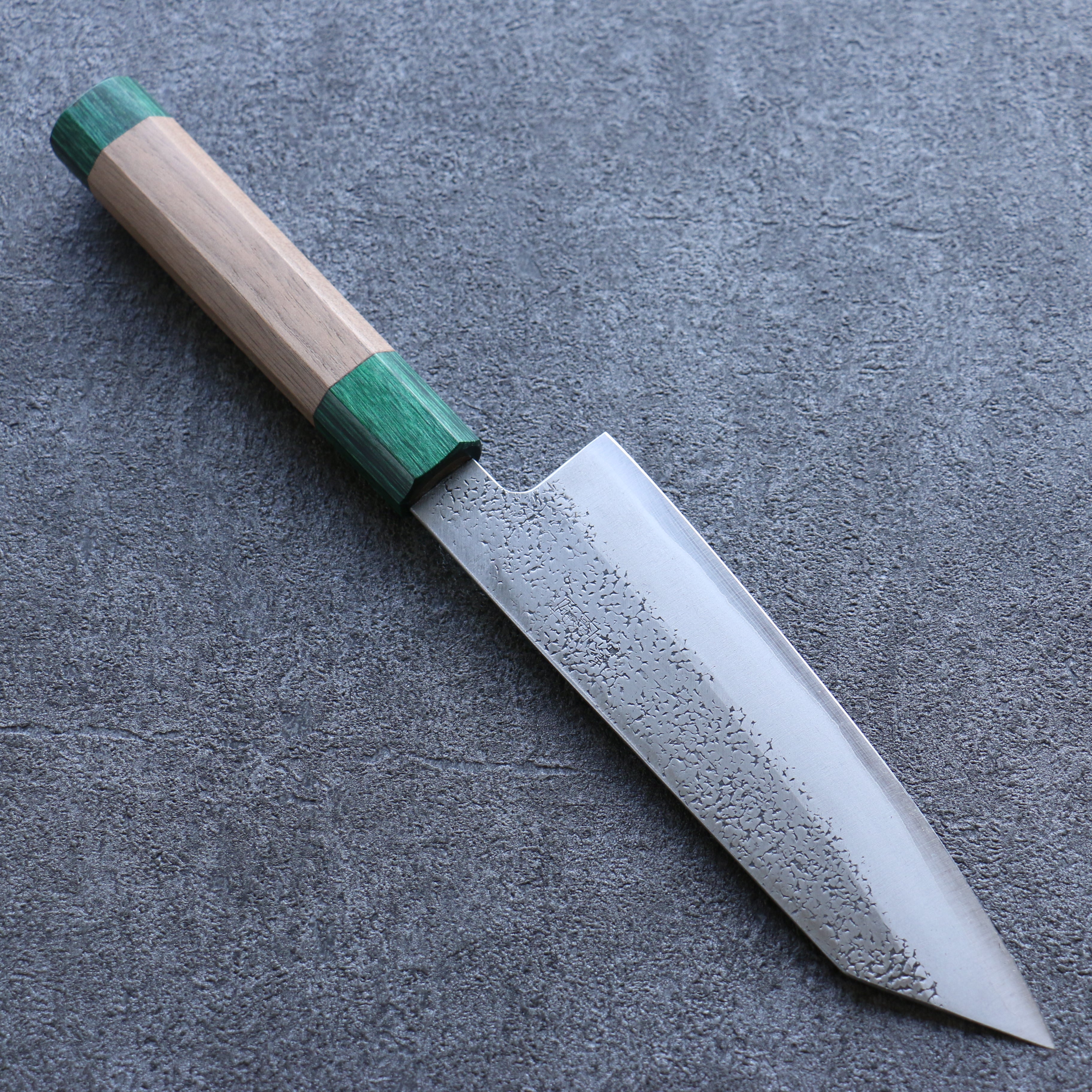 Premium Seisuke Blue Super Hammered Bunka Knife 165mm - Walnut Handle with Double Green Pakka Wood - Japanese Kitchen Knife for Slicing, Dicing & Precision Cooking