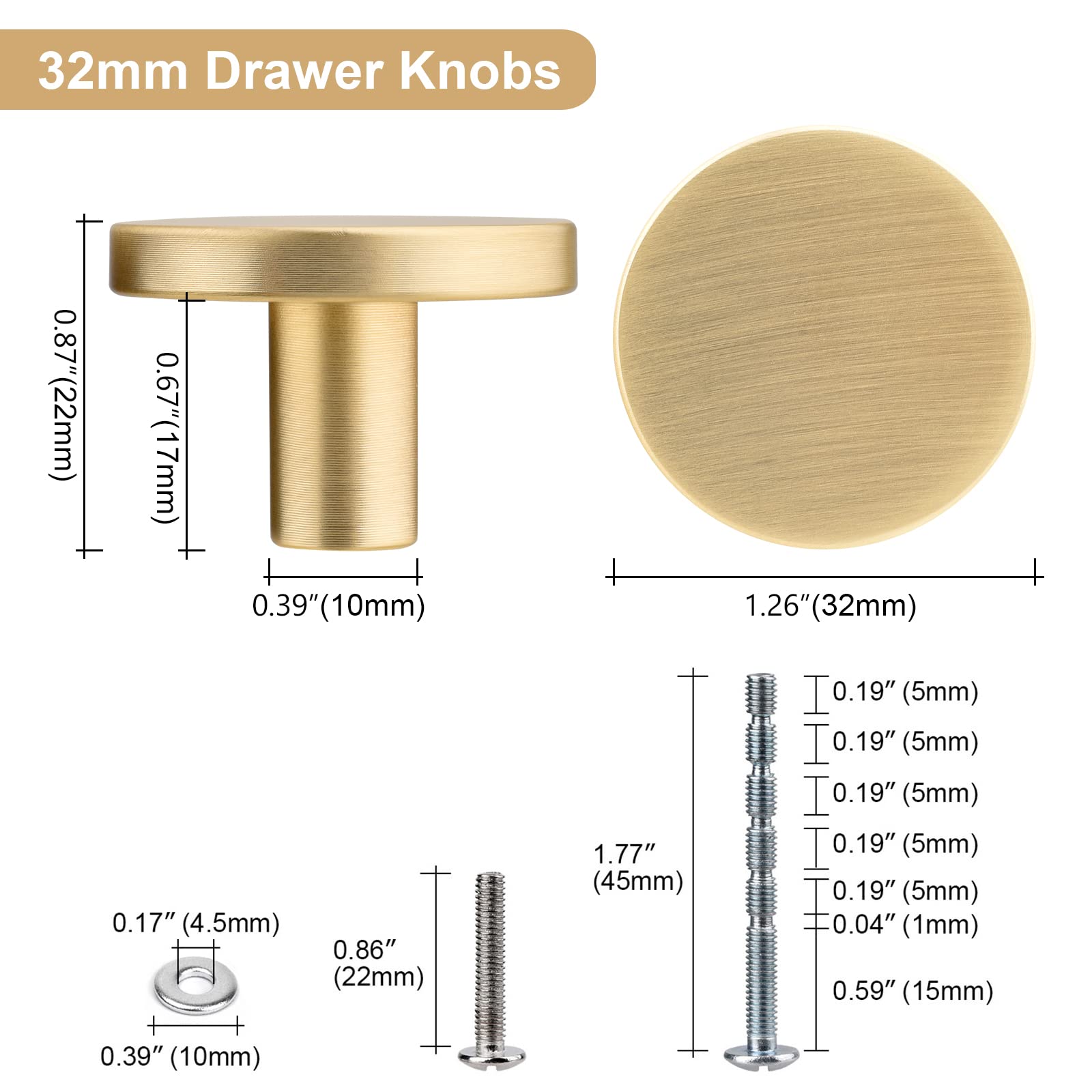 WEAVERBIRD 4-Pack Round Cabinet Knobs Brushed Gold Finish - Premium Zinc Alloy Kitchen Cabinet Hardware for Drawers & Cupboards | Perfect for Home Renovation, DIY Projects & Furniture Upgrades