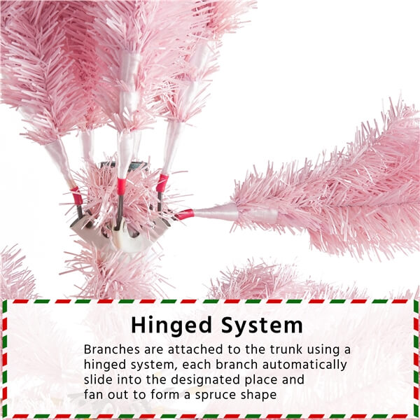Yaheetech 6ft Pink Artificial Christmas Tree - Flocked Holiday Decor for Home, Office, Party & Festive Season