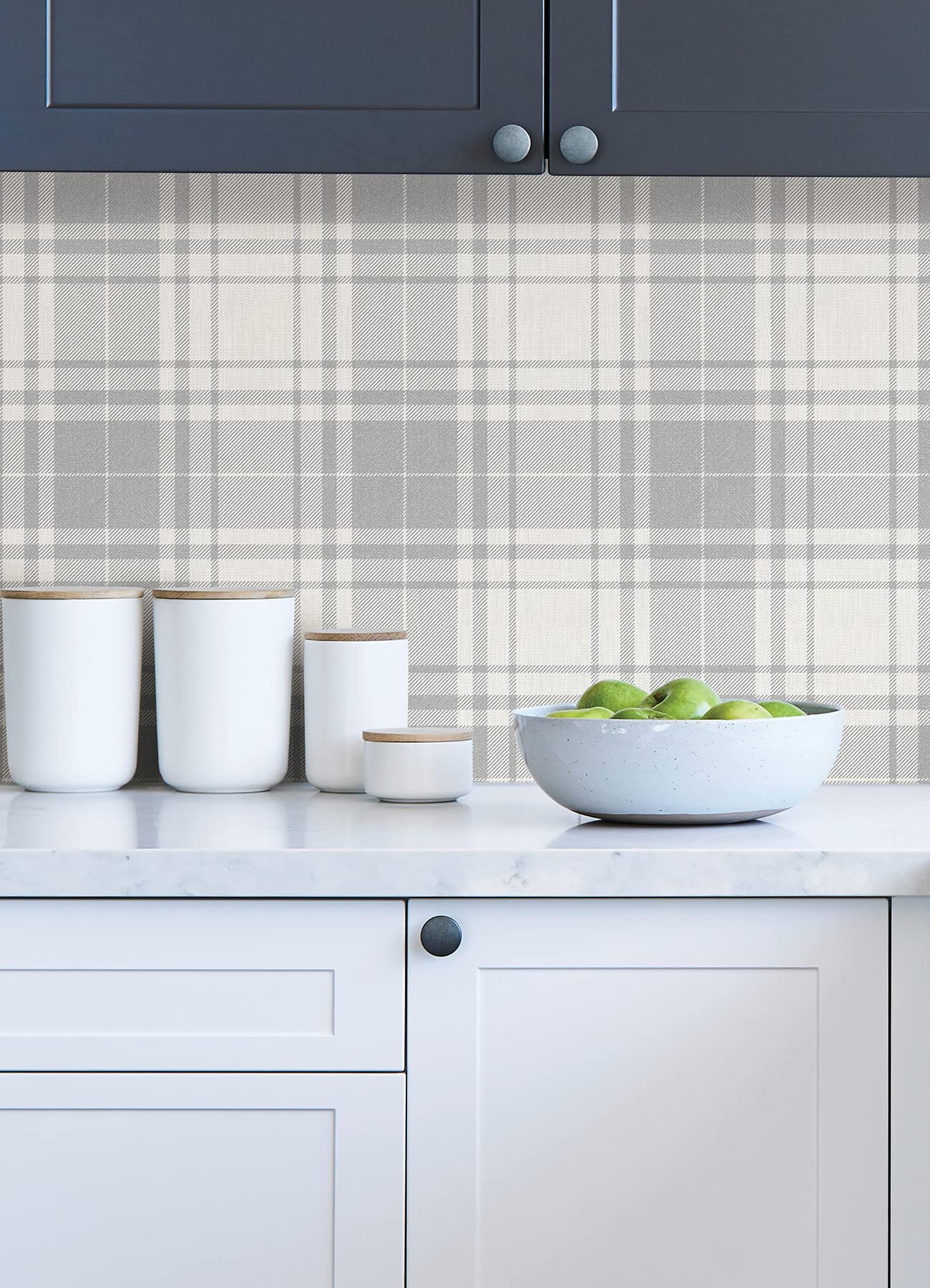 Franklin Plaid Grey Peel and Stick Wallpaper - Self-Adhesive Removable Wallpaper for Bedroom, Living Room, Home Office Decor - Easy DIY Wall Covering for Renters and Homeowners