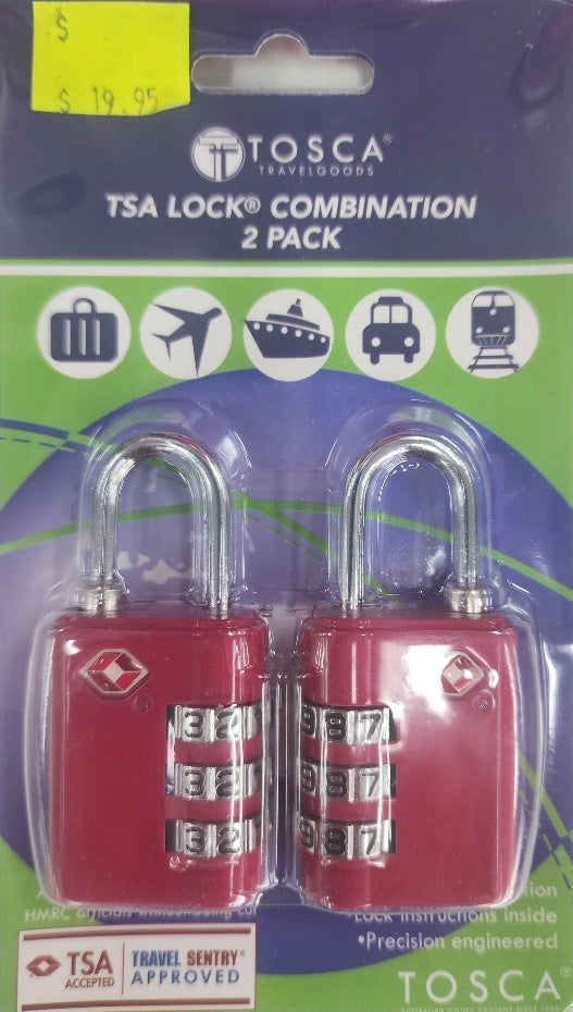 Tosca TCA051 2-Pack TSA Approved Combination Luggage Locks - Pink | Secure Travel Bags & Suitcases for Airports
