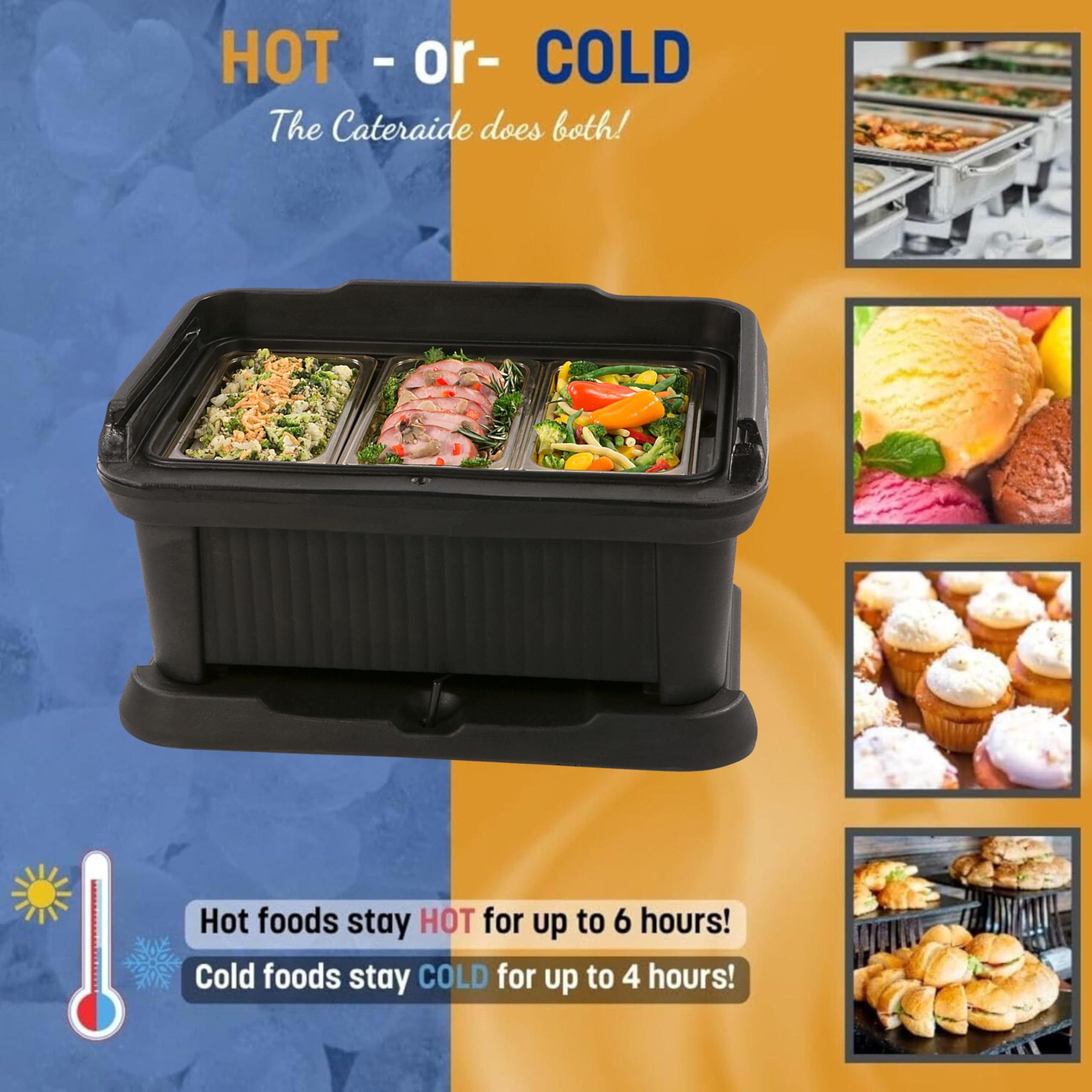 Carlisle FoodService 18-Quart Black Insulated Food Pan Carrier with Sliding Lid - Top Loading Food Pan Holder for Catering, Restaurants & Commercial Kitchens | Perfect for Buffet Serving, Food Transport & Hot/Cold Storage